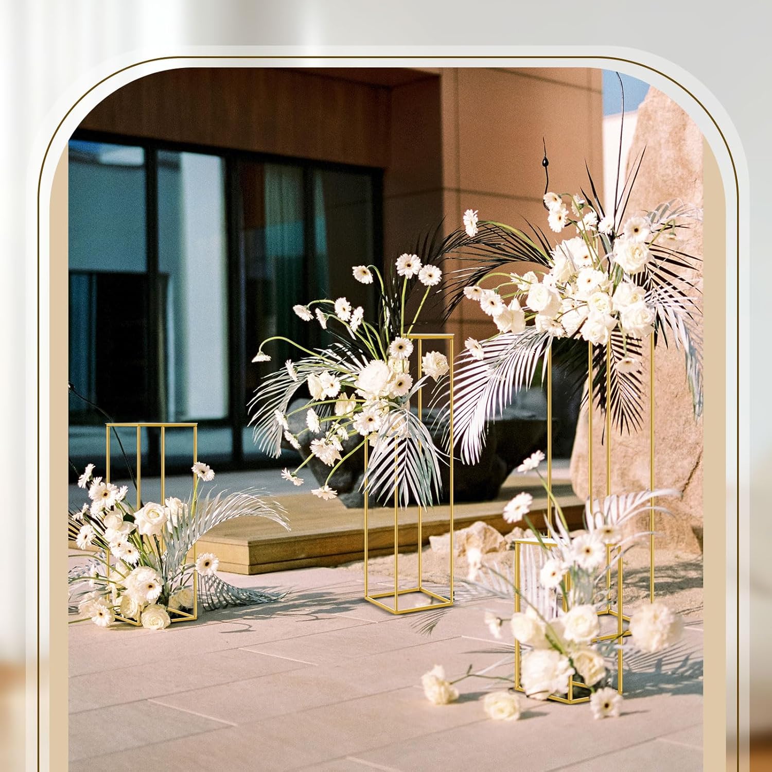 5 Pcs Gold Cylinder Stands for Party and Wedding Displays