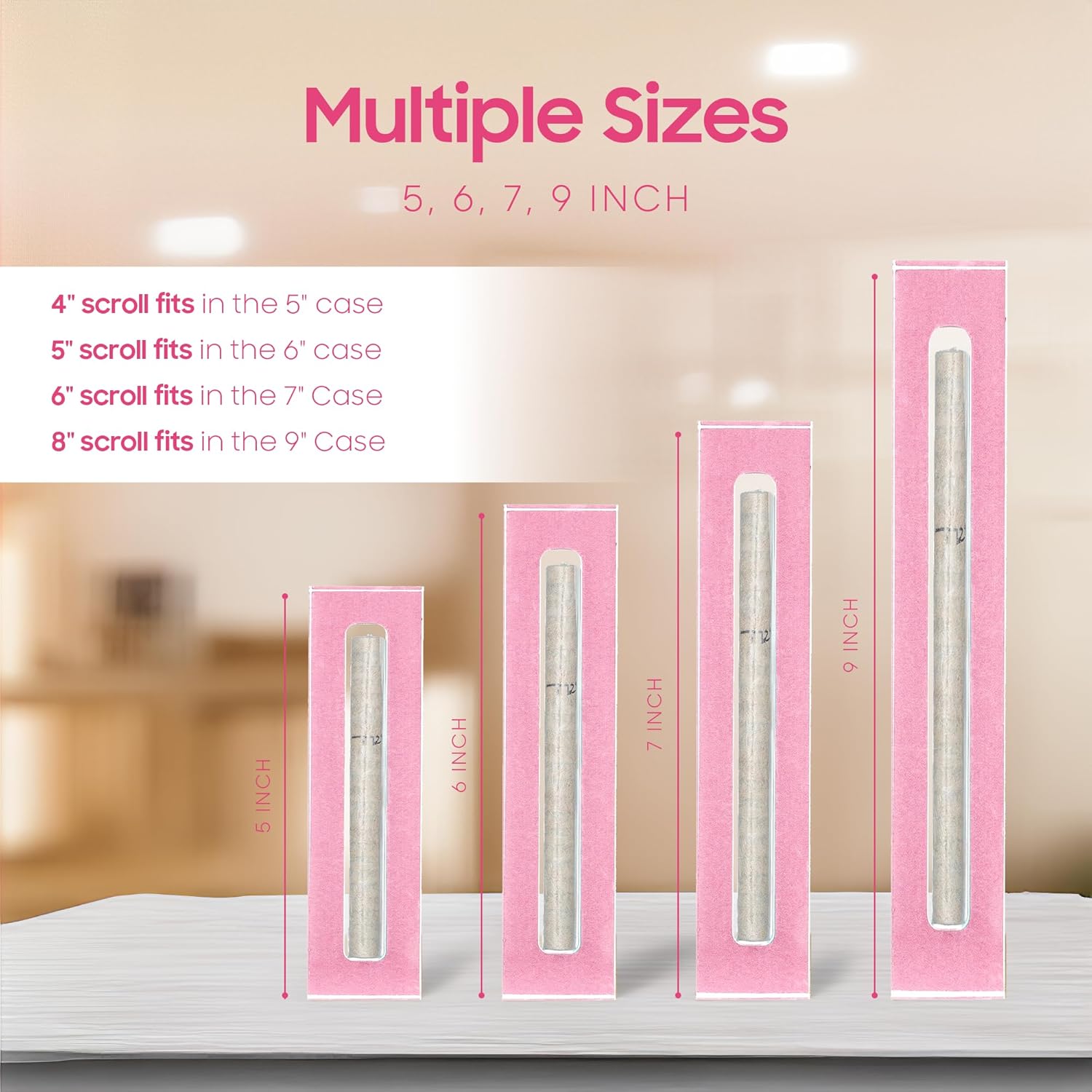 AS Mezuzah Case Pink 6 Inches Acrylic Waterproof