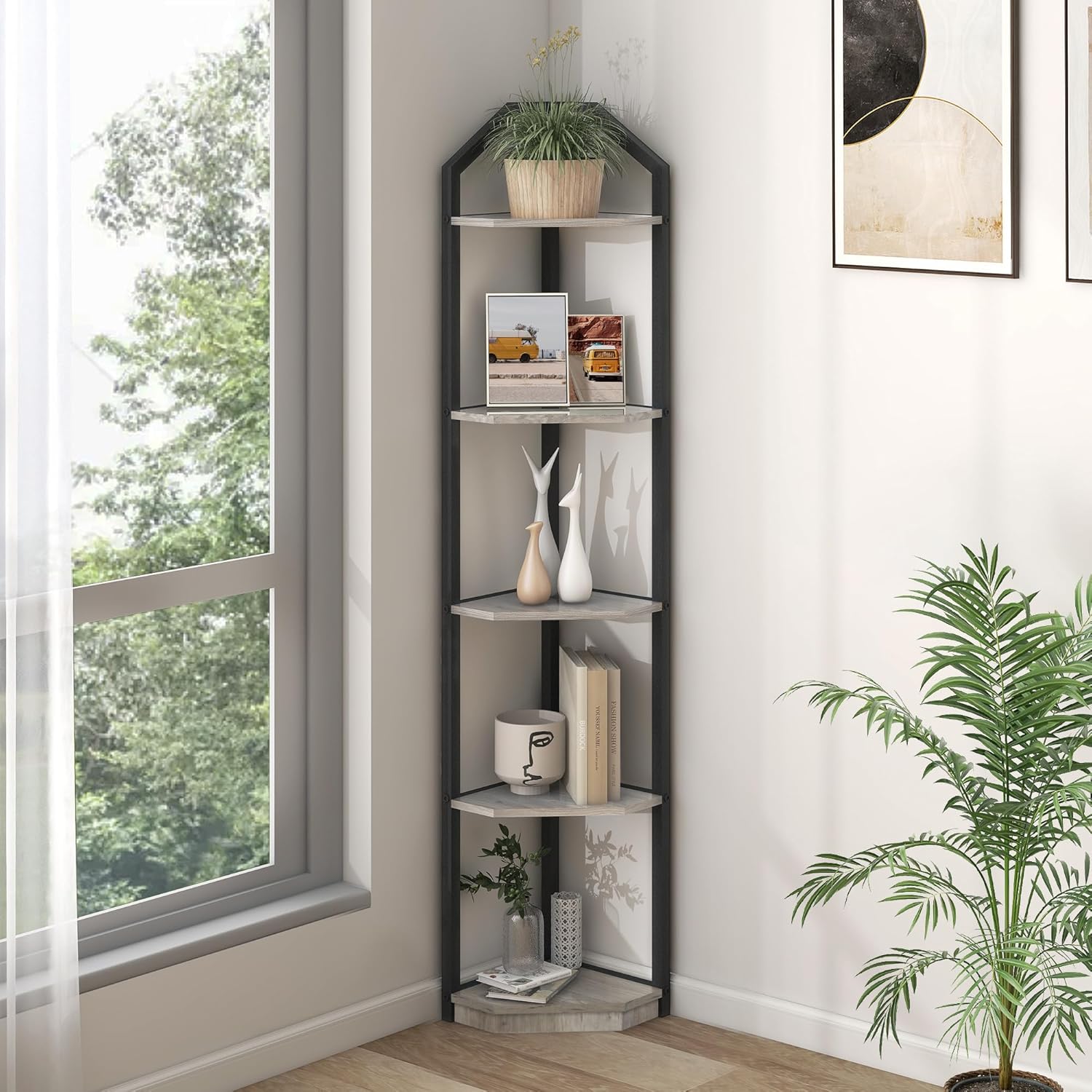 Fun Memories 5 Tier Corner Shelf Stand Grey