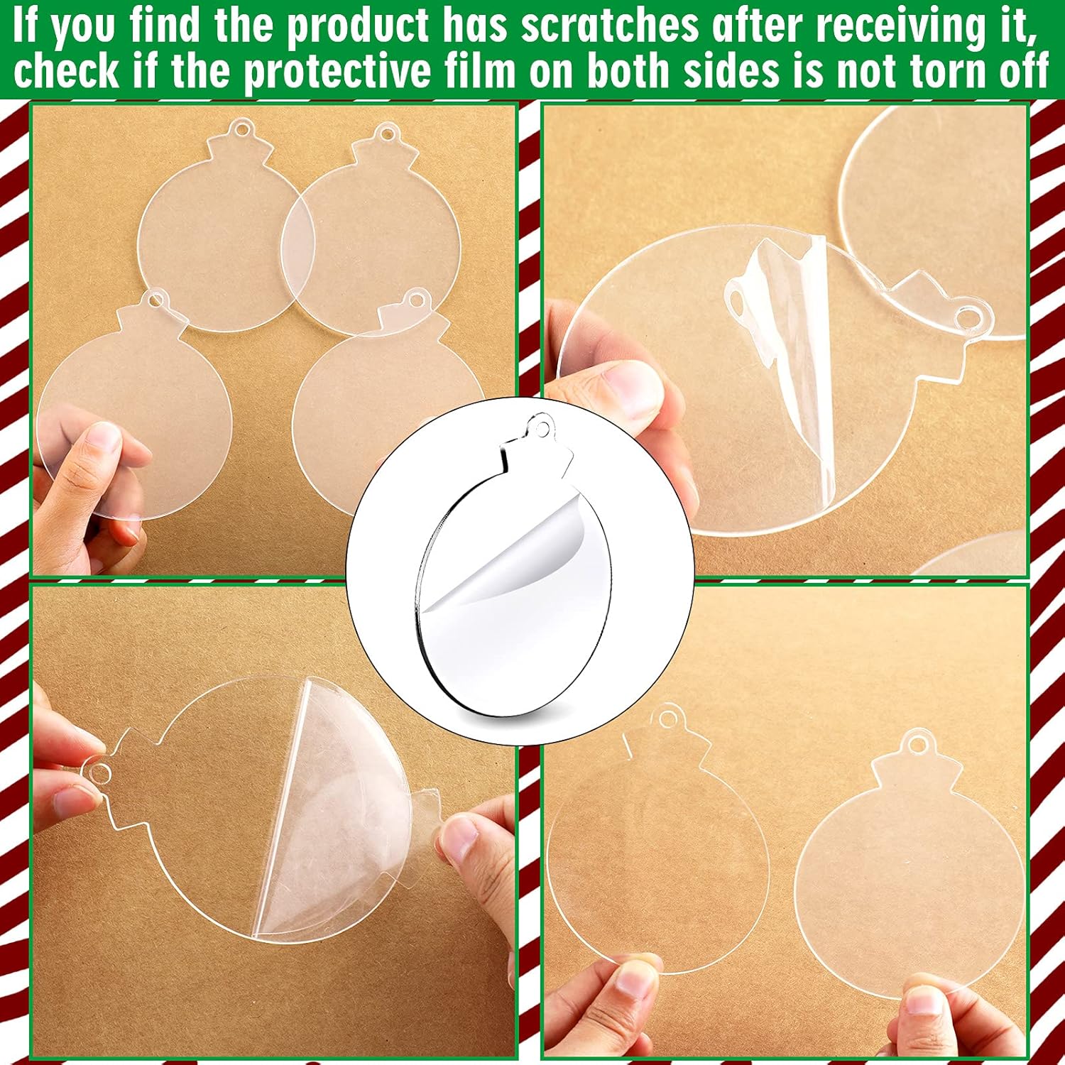 Jetec 50 pcs 37 Inch Acrylic Christmas Ornament Blank Transparent Disc