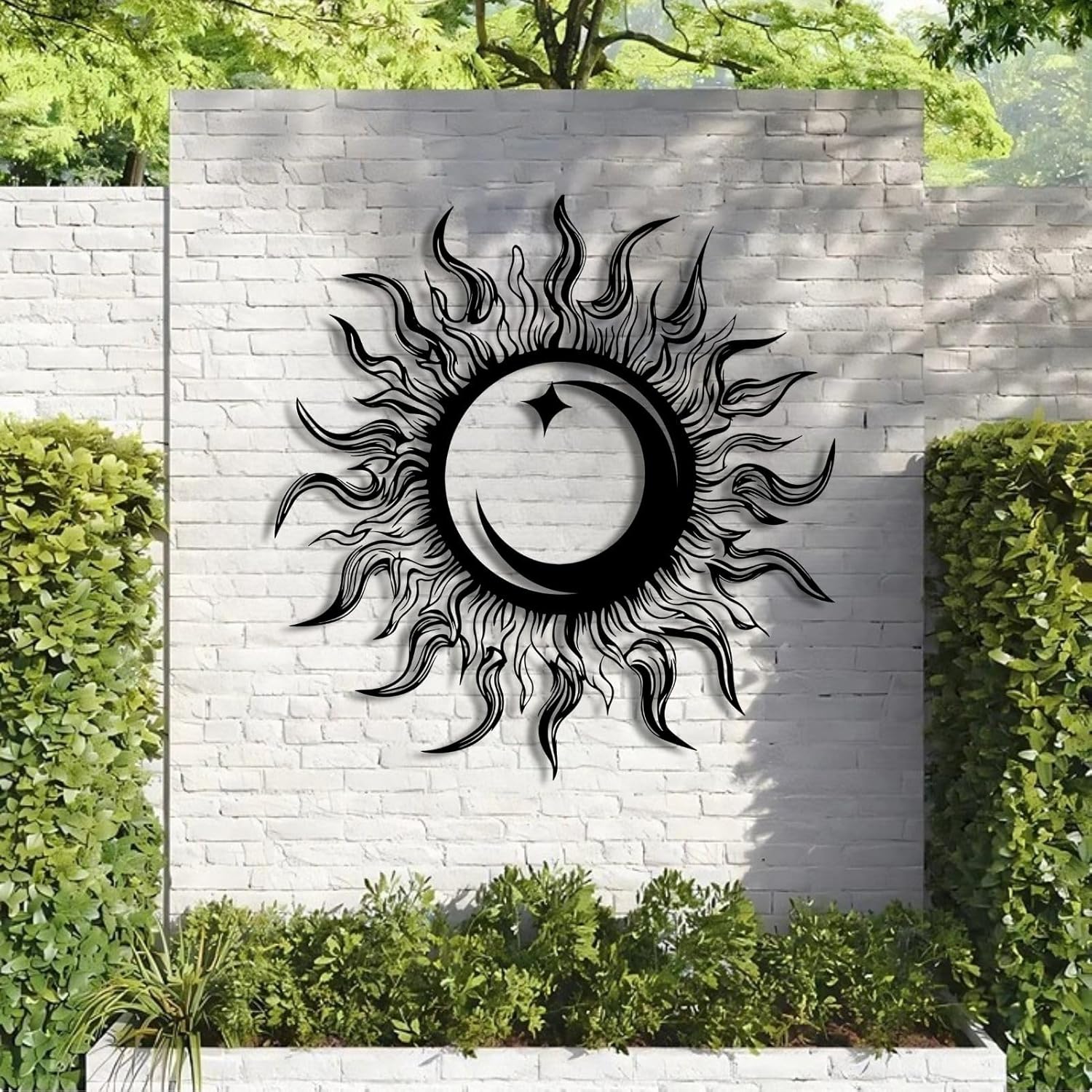 KingGenius Sun Moon Star Wall Decor 299x299 Inch Metal Art