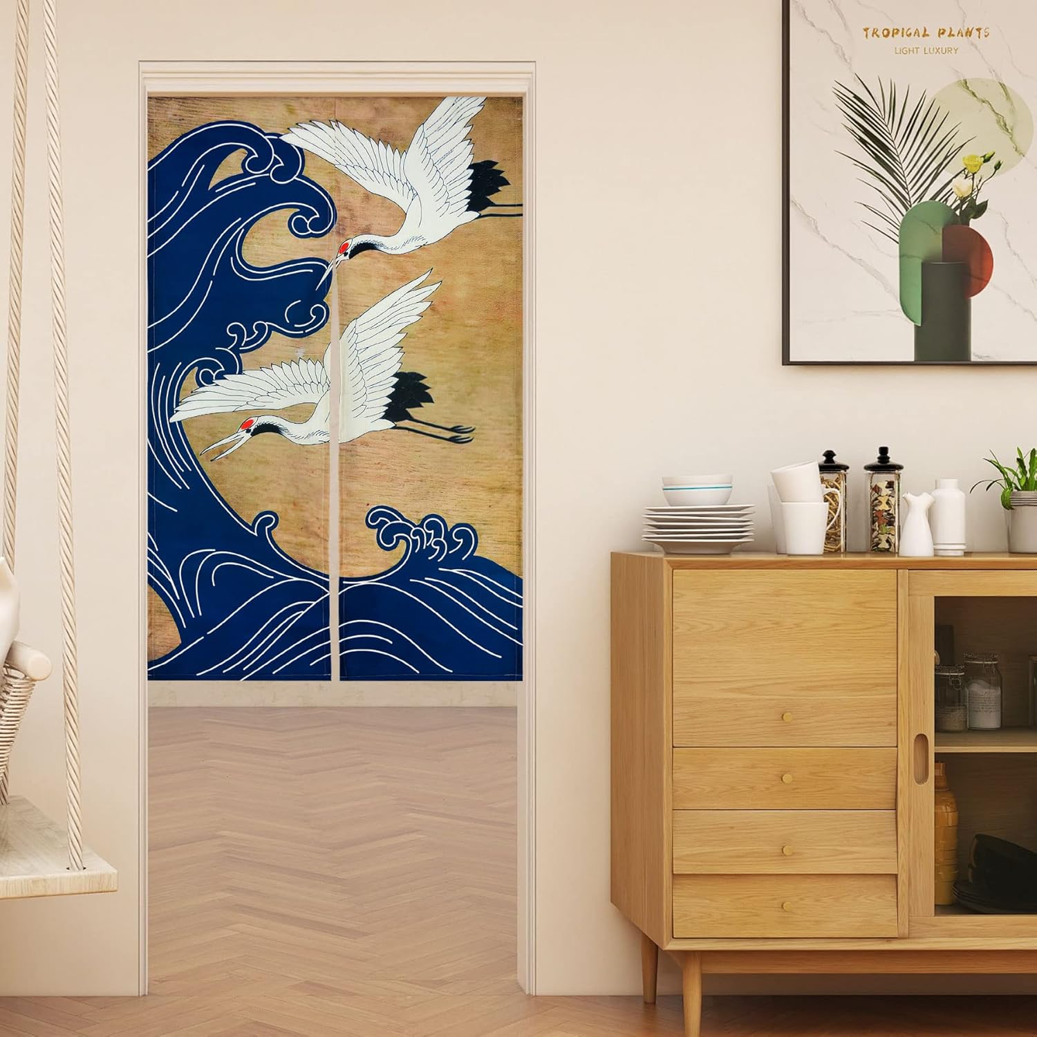 LIGICKY Retro Japanese Noren Curtain Linen