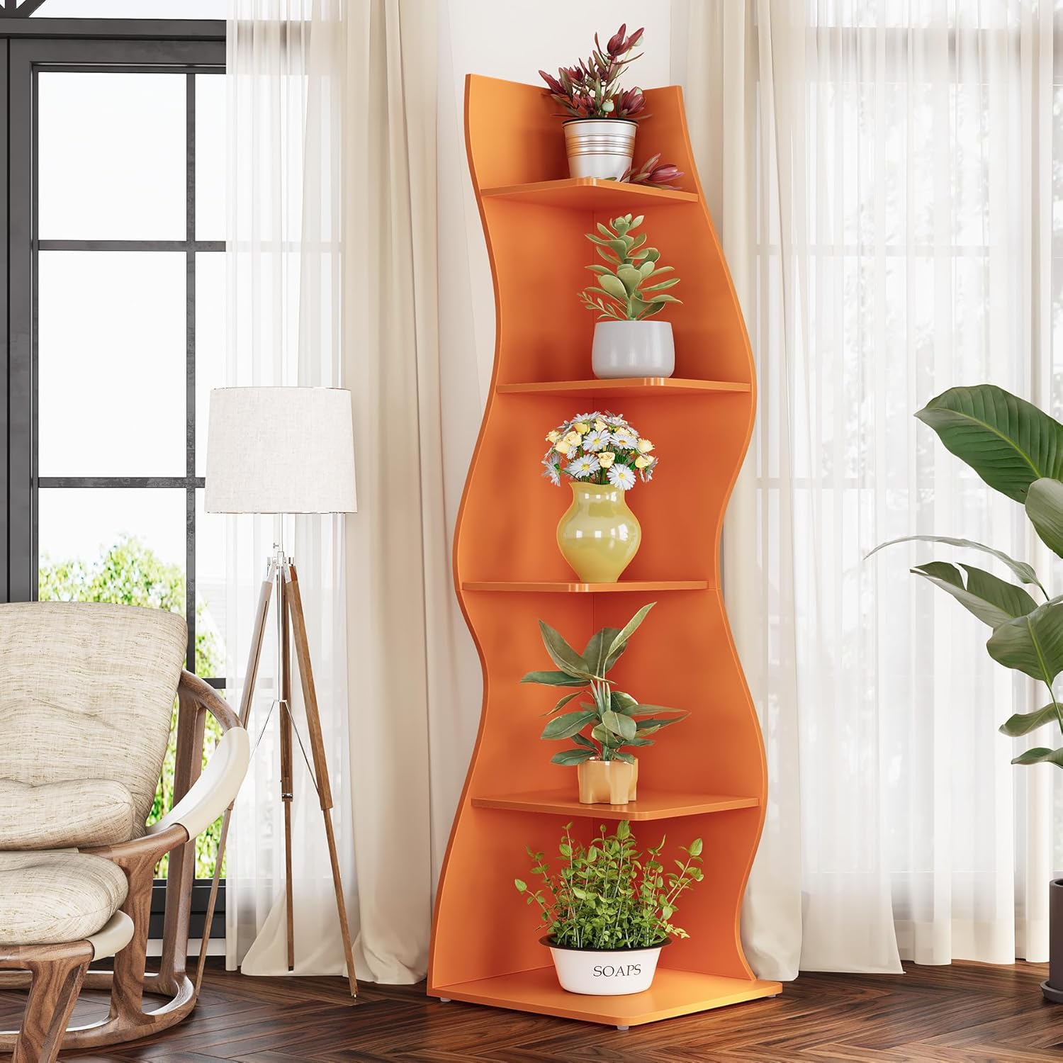 LITTLE TREE 5-Tier Wall Corner Bookshelf Modern
