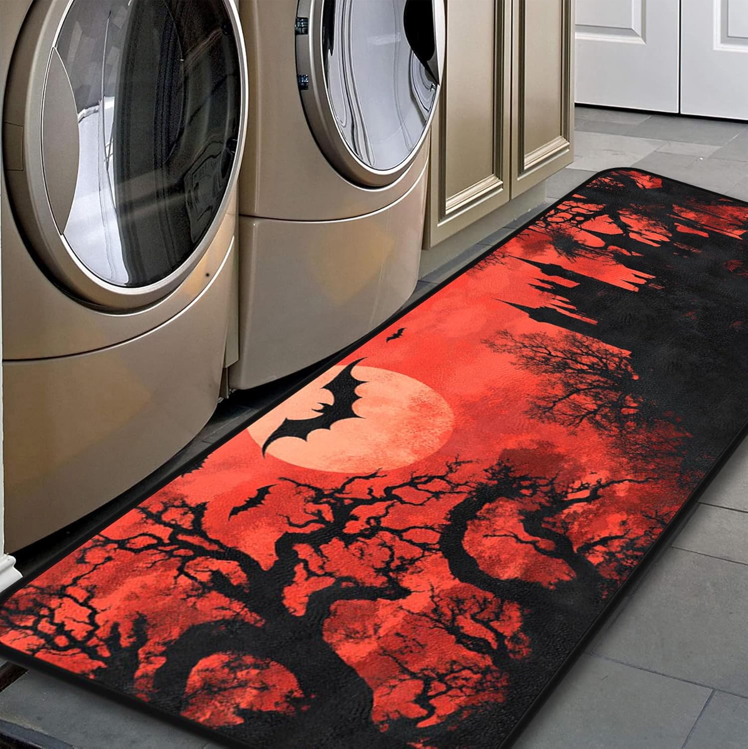 Halloween Bat Kitchen Floor Mat 51x17 Non-Slip