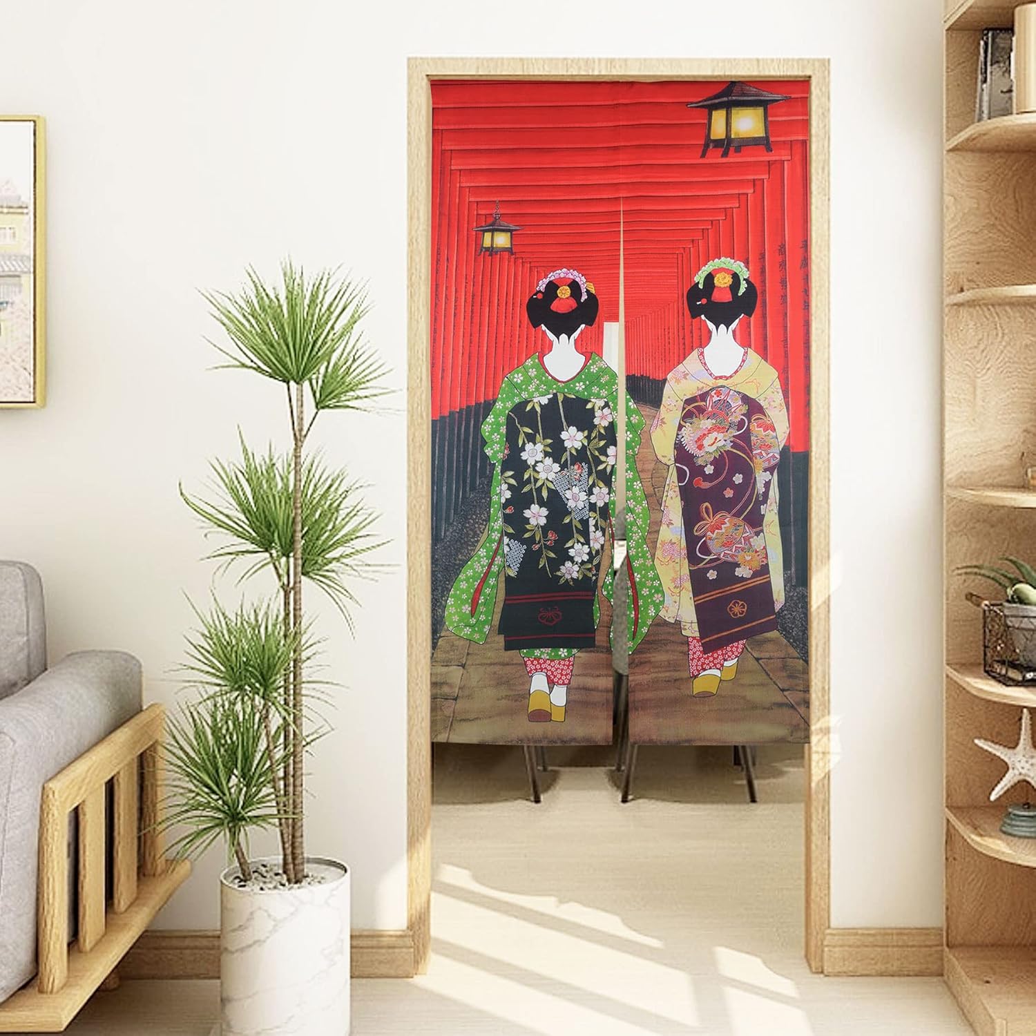 LIGICKY Noren Doorway Curtain Kyoto Geisha Fushimi Inari Tapestries