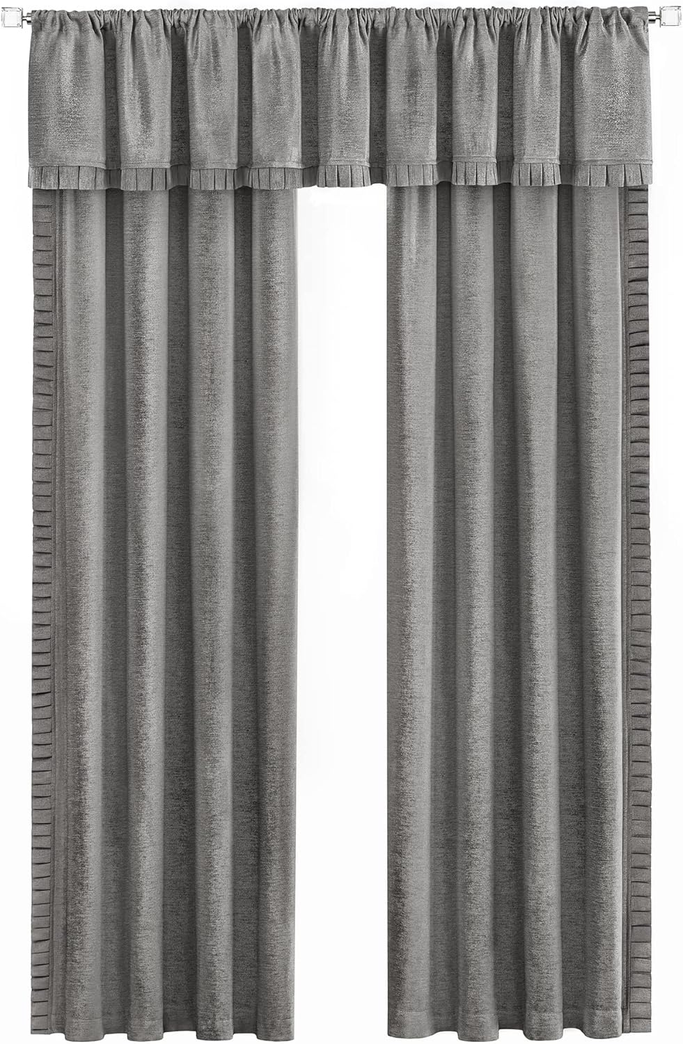 Woven Trends Semi Sheer Pinch Pleated Curtains Gray 52x14
