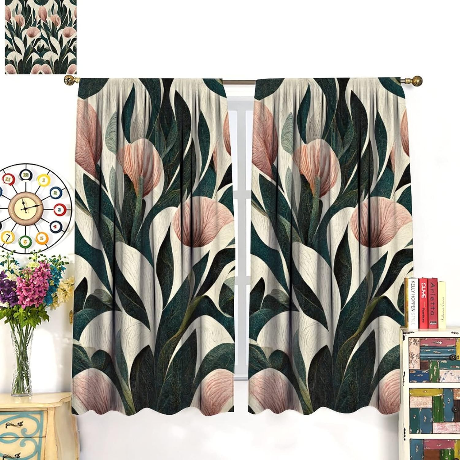 JESTRONRY Abstract Floral Curtains for Living Room Bedroom