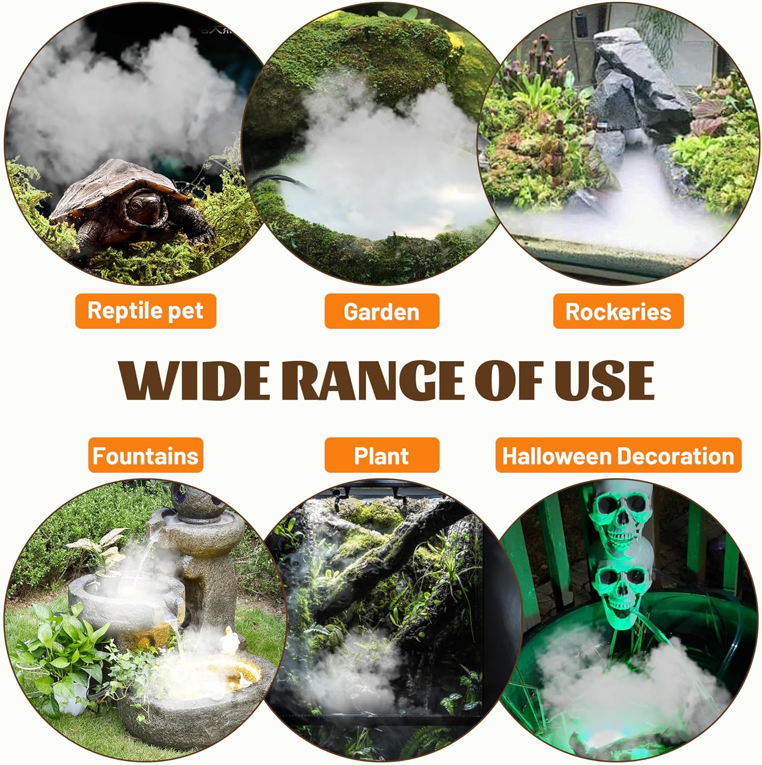 Mini Fountain Mister with 4 LED Lights Halloween Mist Maker Black