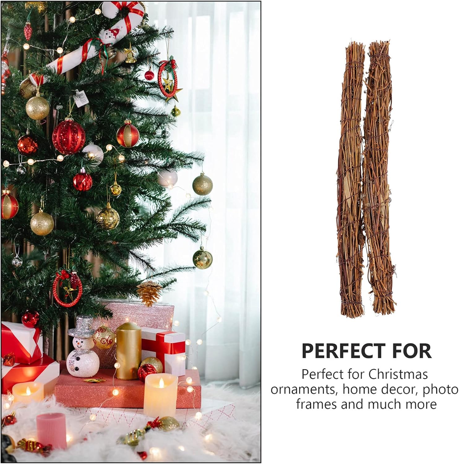 NUOBESTY 2pcs Rattan Wreath Stem Branch Garland