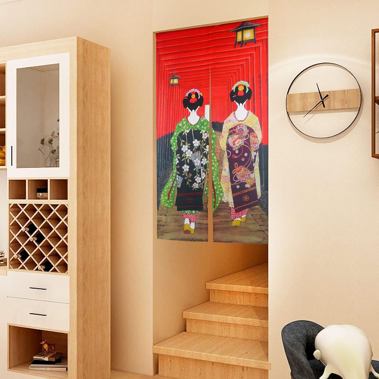 LIGICKY Noren Doorway Curtain Kyoto Geisha Fushimi Inari Tapestries