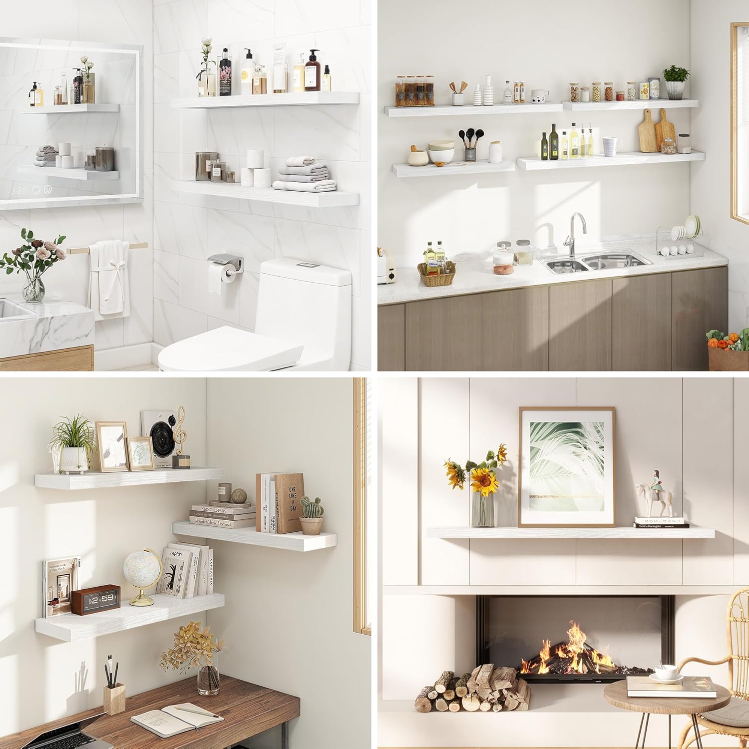 Dreamland 40 Inches Floating Shelves Set of 2 White