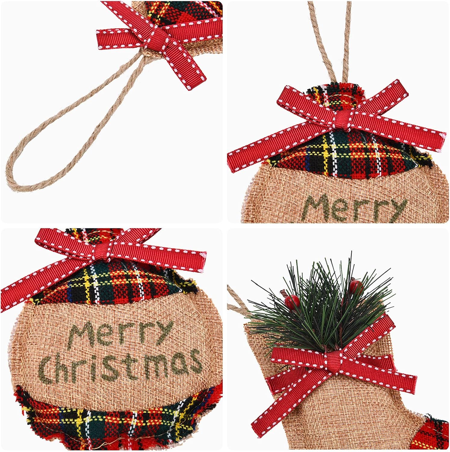 Jetec 20 Piece Rustic Burlap Christmas Ornaments Set
