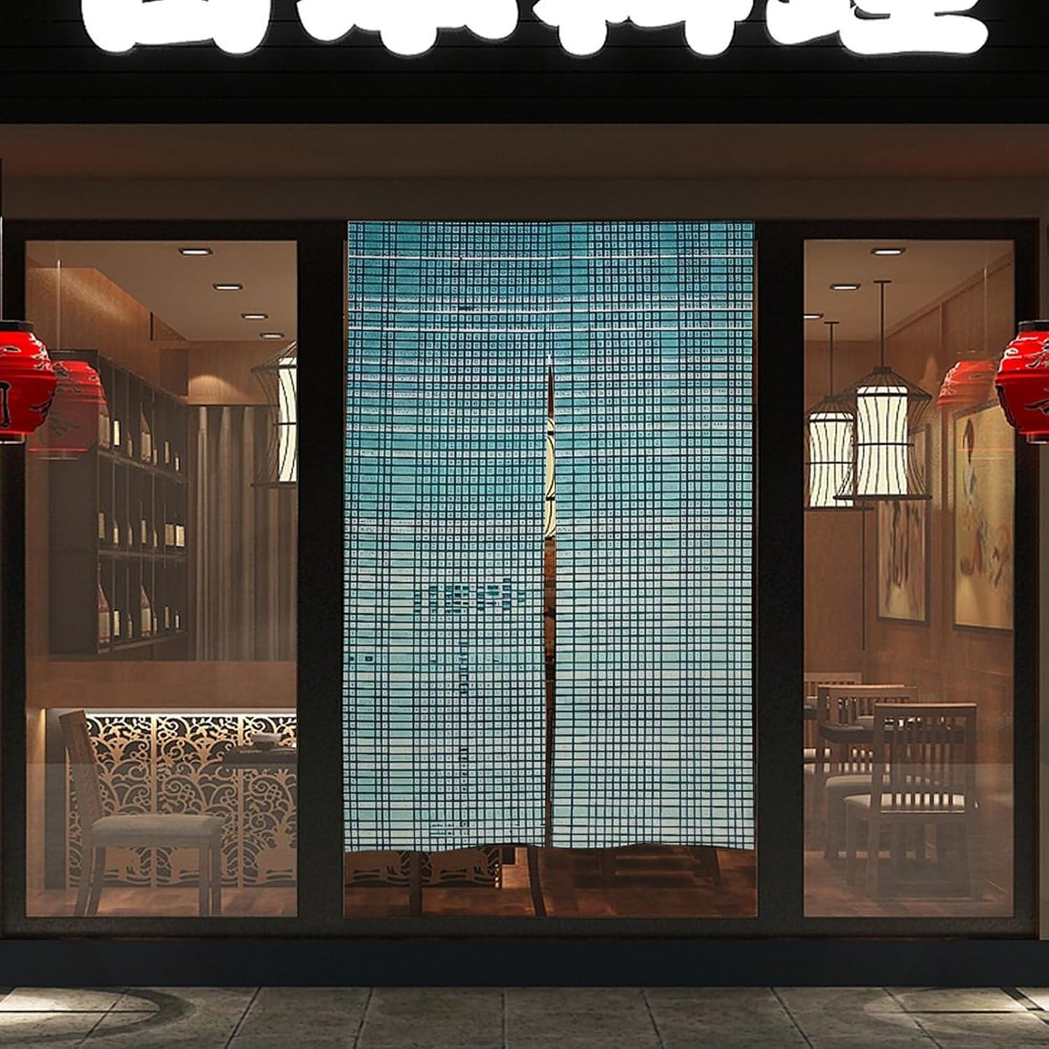 Japanese Noren Door Curtain Grid Style 34x57 Inches