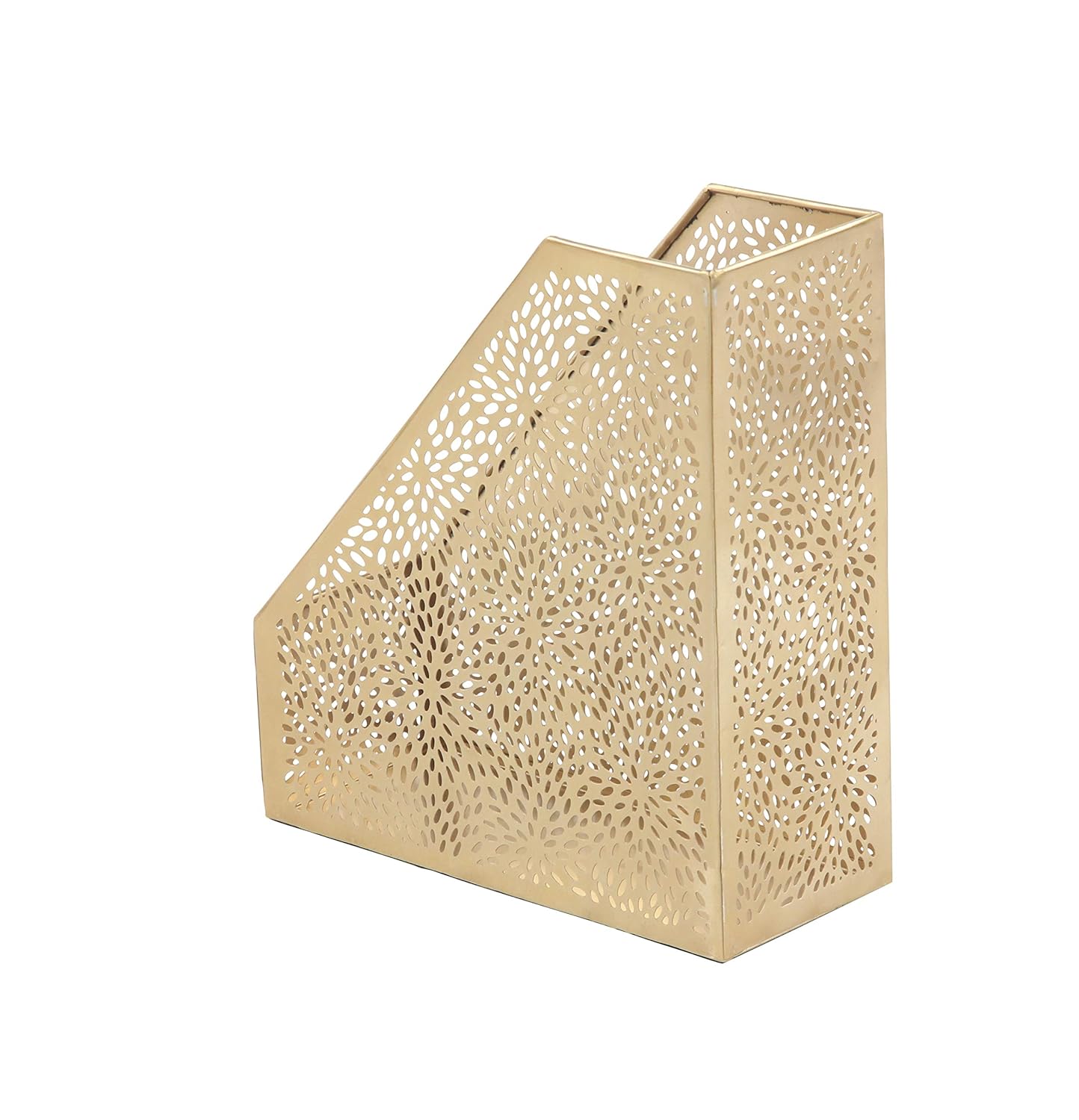 CosmoLiving Gold Magazine Holder with Floral Design