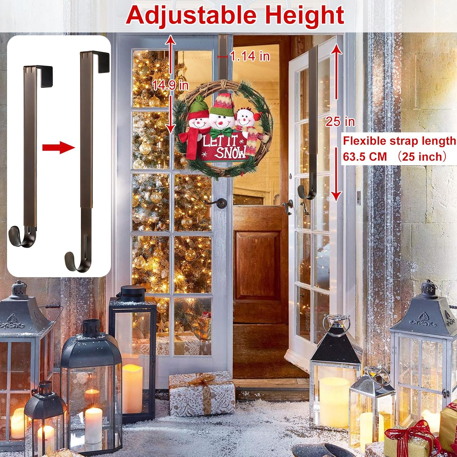 Adjustable Wreath Hanger 149-25 Inch Metal Door Hanger