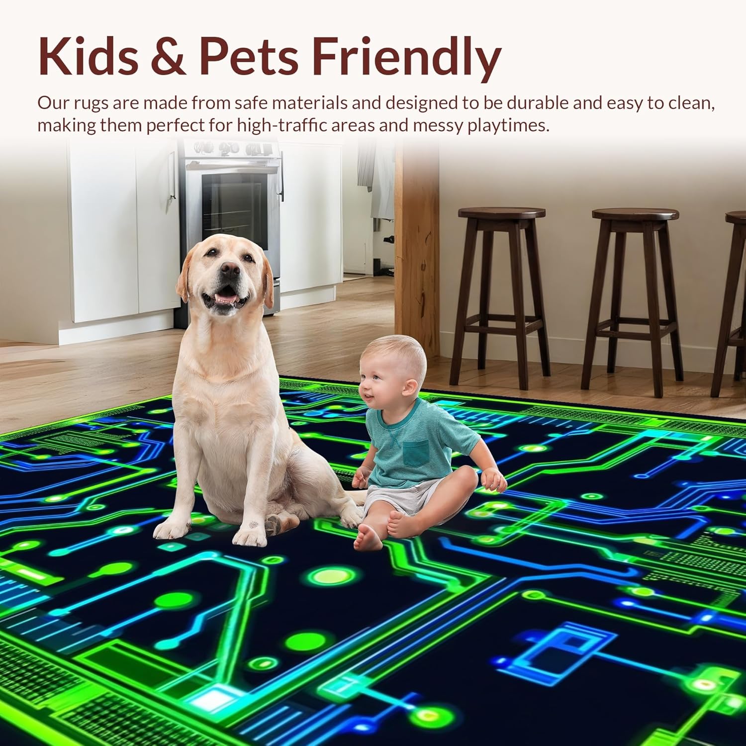 Ultra Soft 4x6 Area Rug with Fluorescent Grid Lines