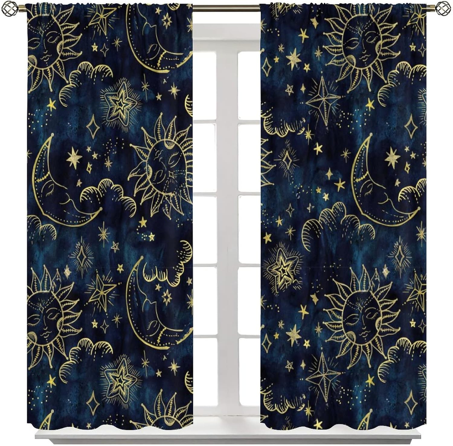 Sun and Moon Curtains Bohemian Style 2 Panels 42x63