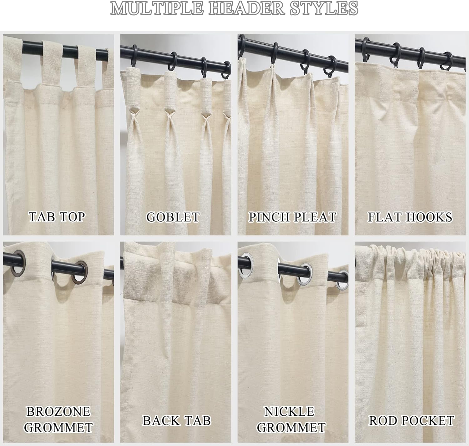 Custom Curtain Natural Linen Blend Drape for Bedroom Living Room