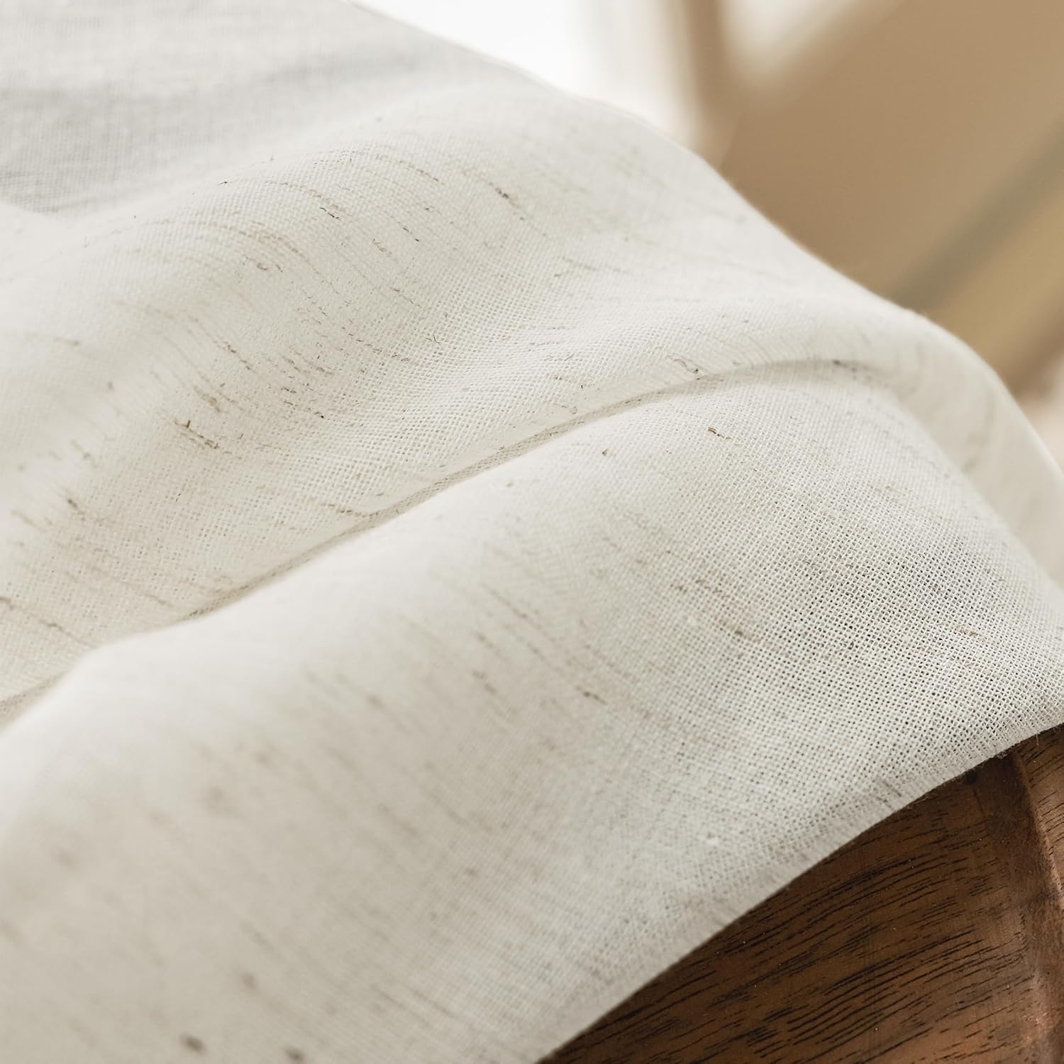 Linen French Door Curtains 2 Panels Set 52x40 Natural Flax Blend