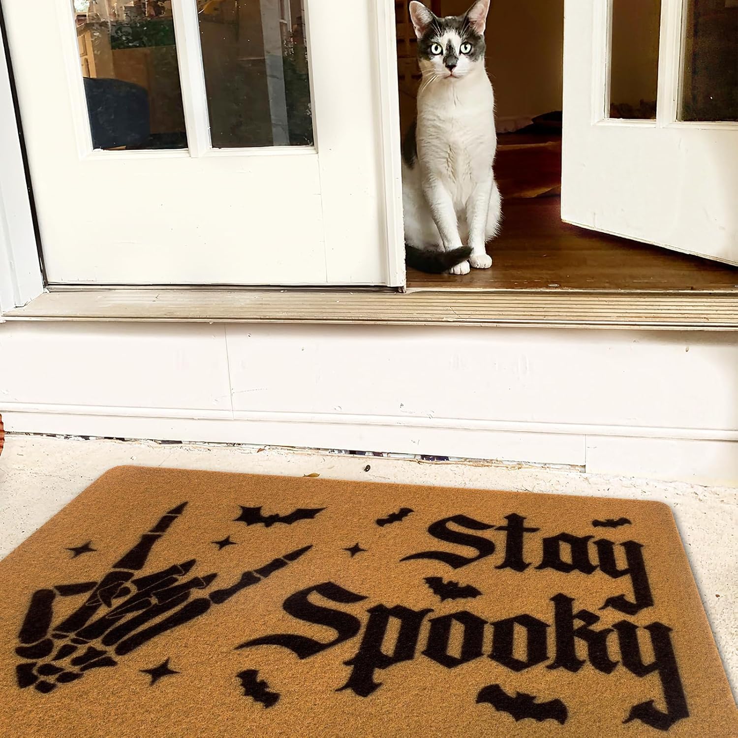 Ciyvolyeen Spooky Skeleton Welcome Mat Halloween Door Mat