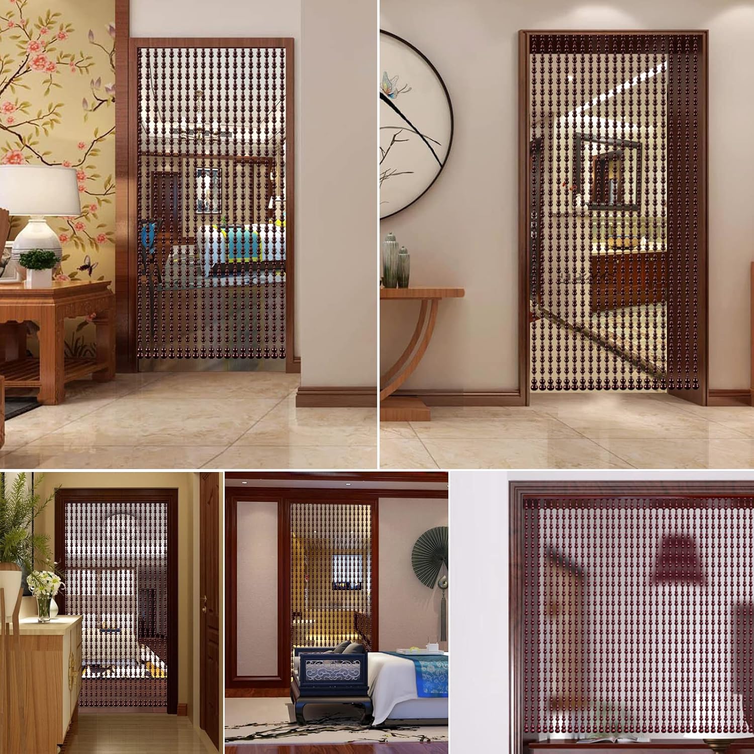 KDDEON Natural Wood Bead Curtain for Doorway Decorations