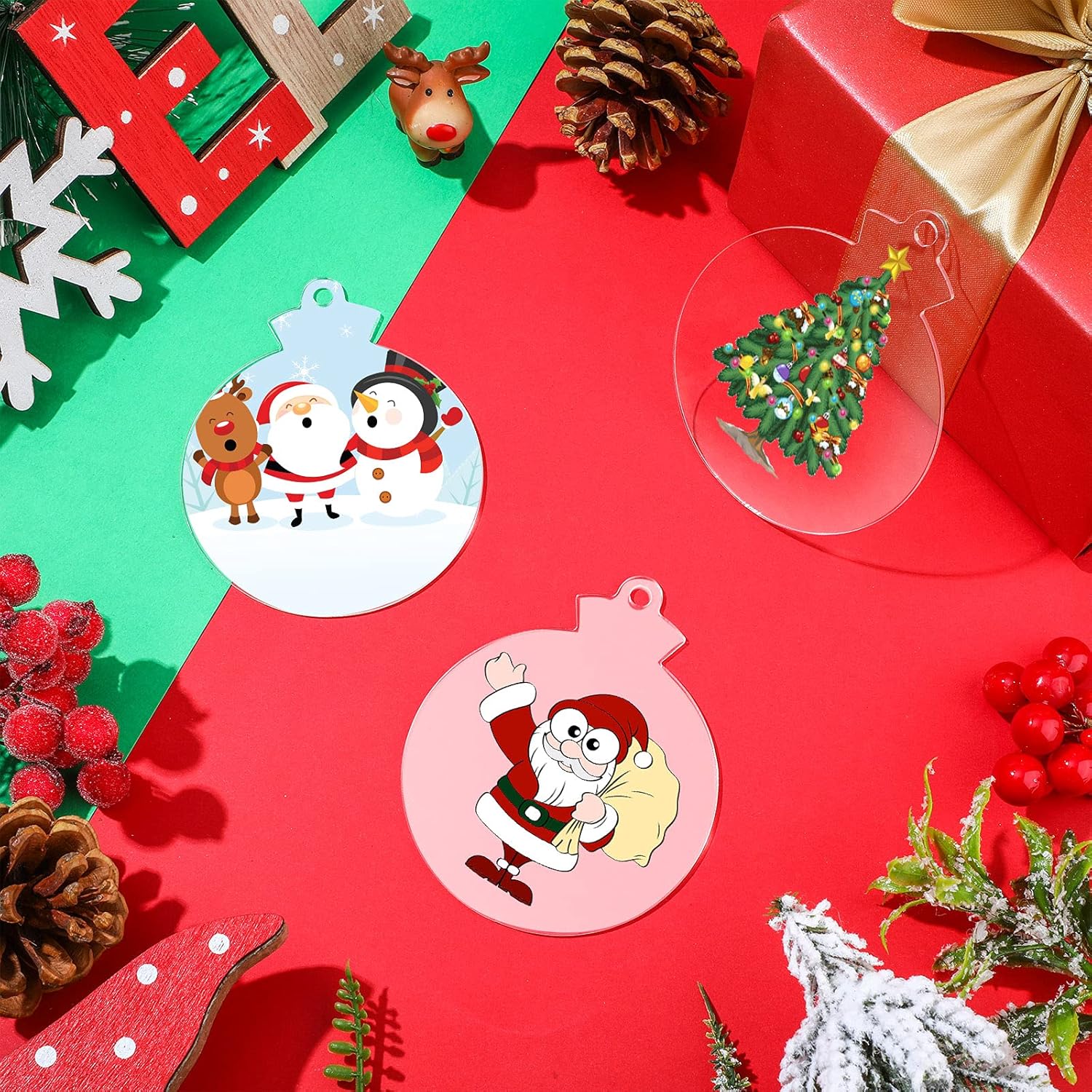 Jetec 50 pcs 37 Inch Acrylic Christmas Ornament Blank Transparent Disc