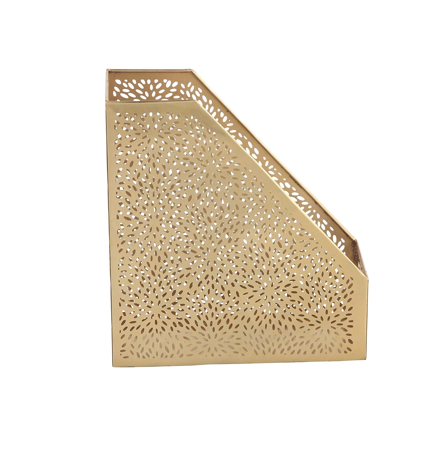 CosmoLiving Gold Magazine Holder with Floral Design