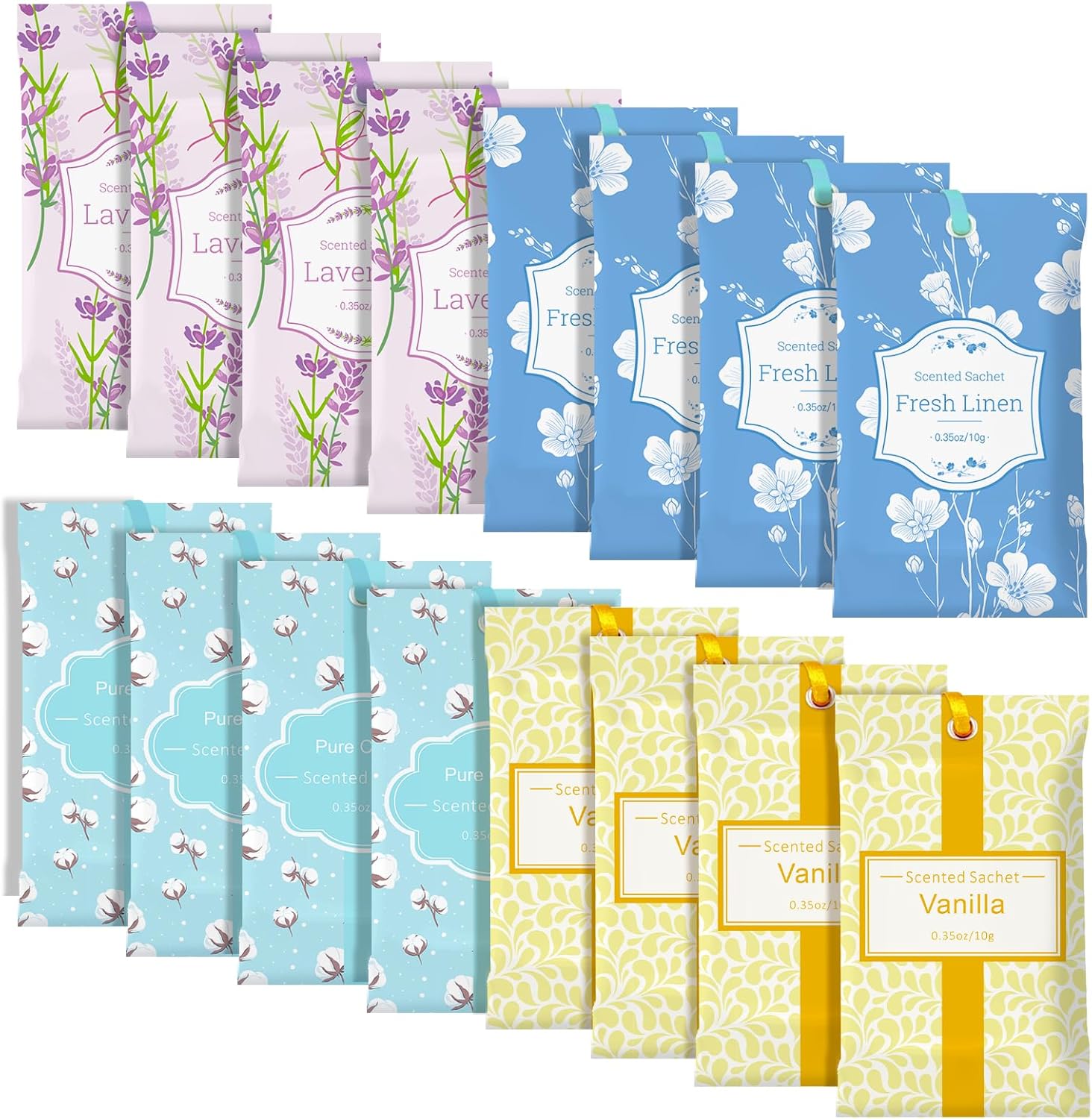 SCENTORINI Aromatic Sachets 16-Pack Natural Fragrance