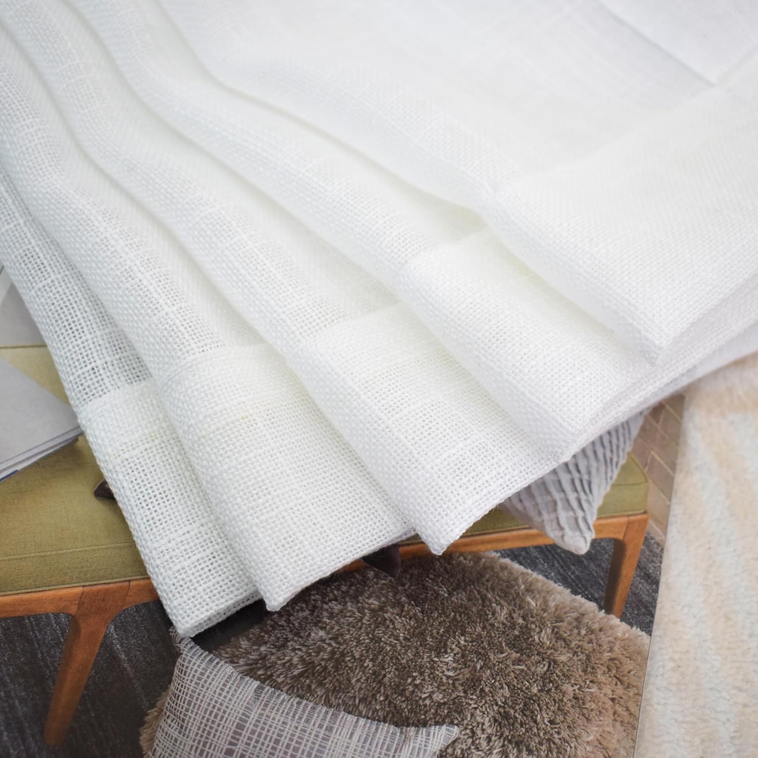 UPOPO White Sheer Kitchen Tier Curtains 24 Inches 2 Panels Grommet Top