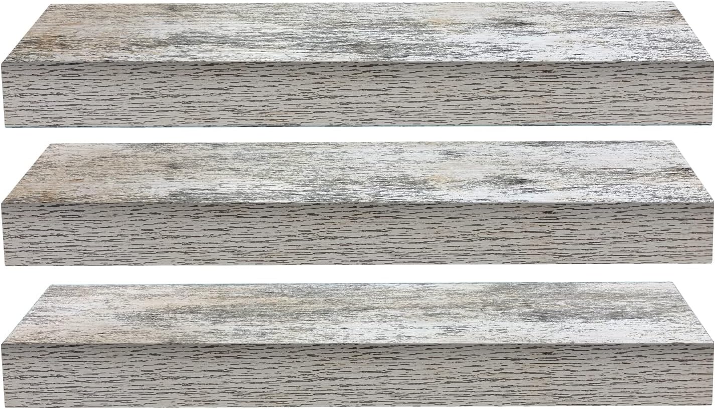 Sorbus Floating Shelves 3 Pack 16 Inch Rustic