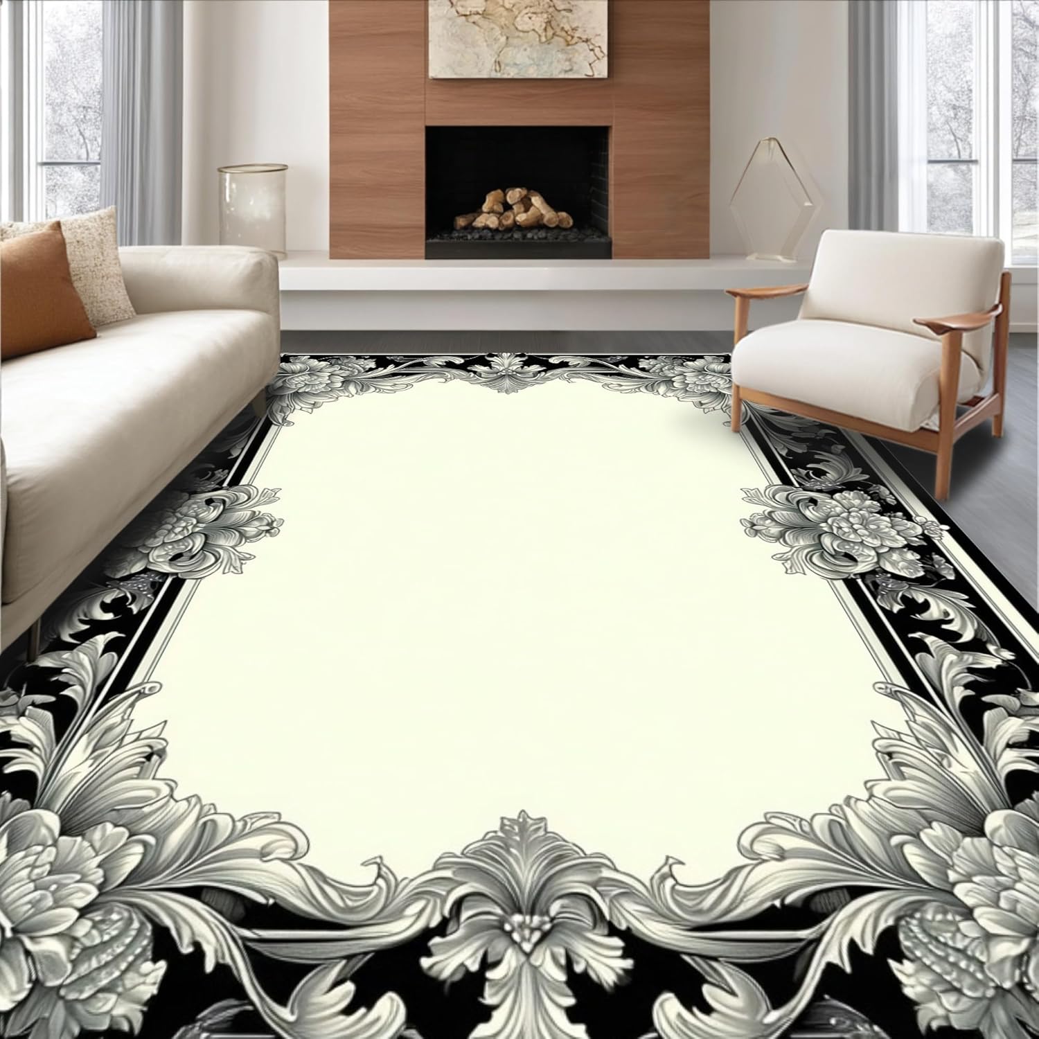 Ultra Soft 6x9 Area Rug with Baroque Pattern