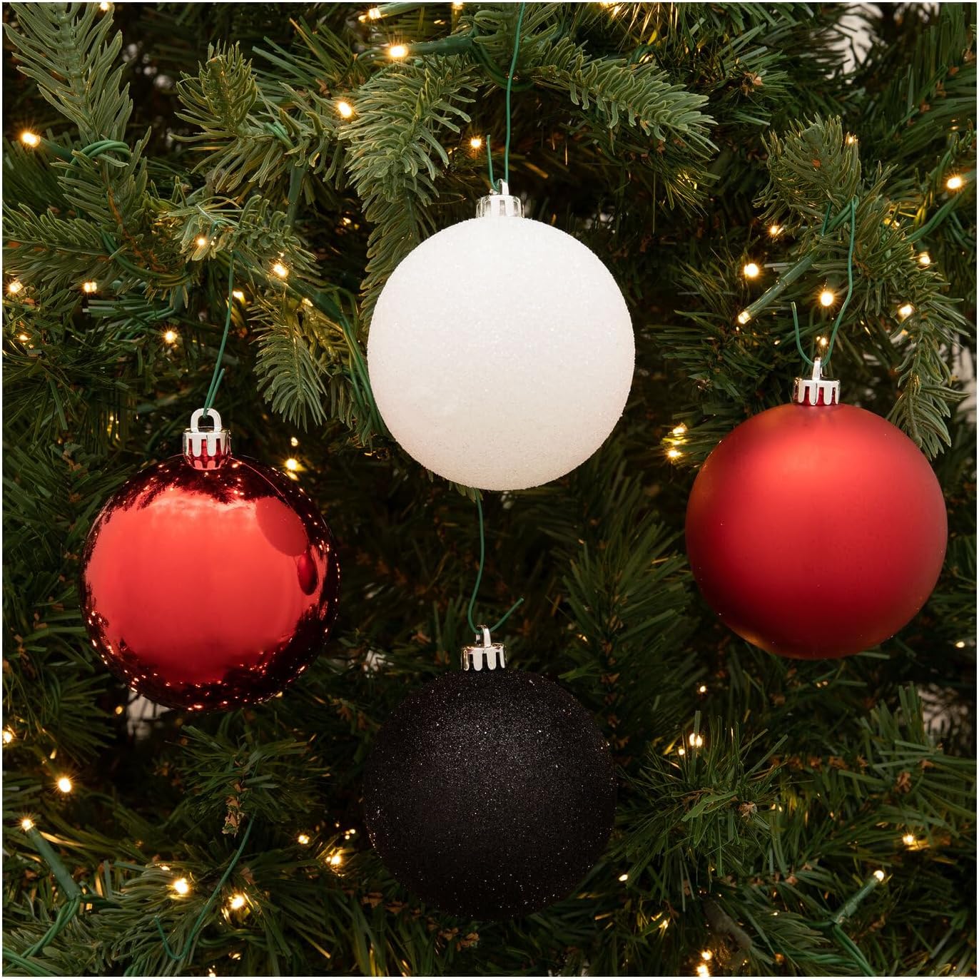 Hobby Lobby Red Black White Shiny Glitter Ball Ornaments