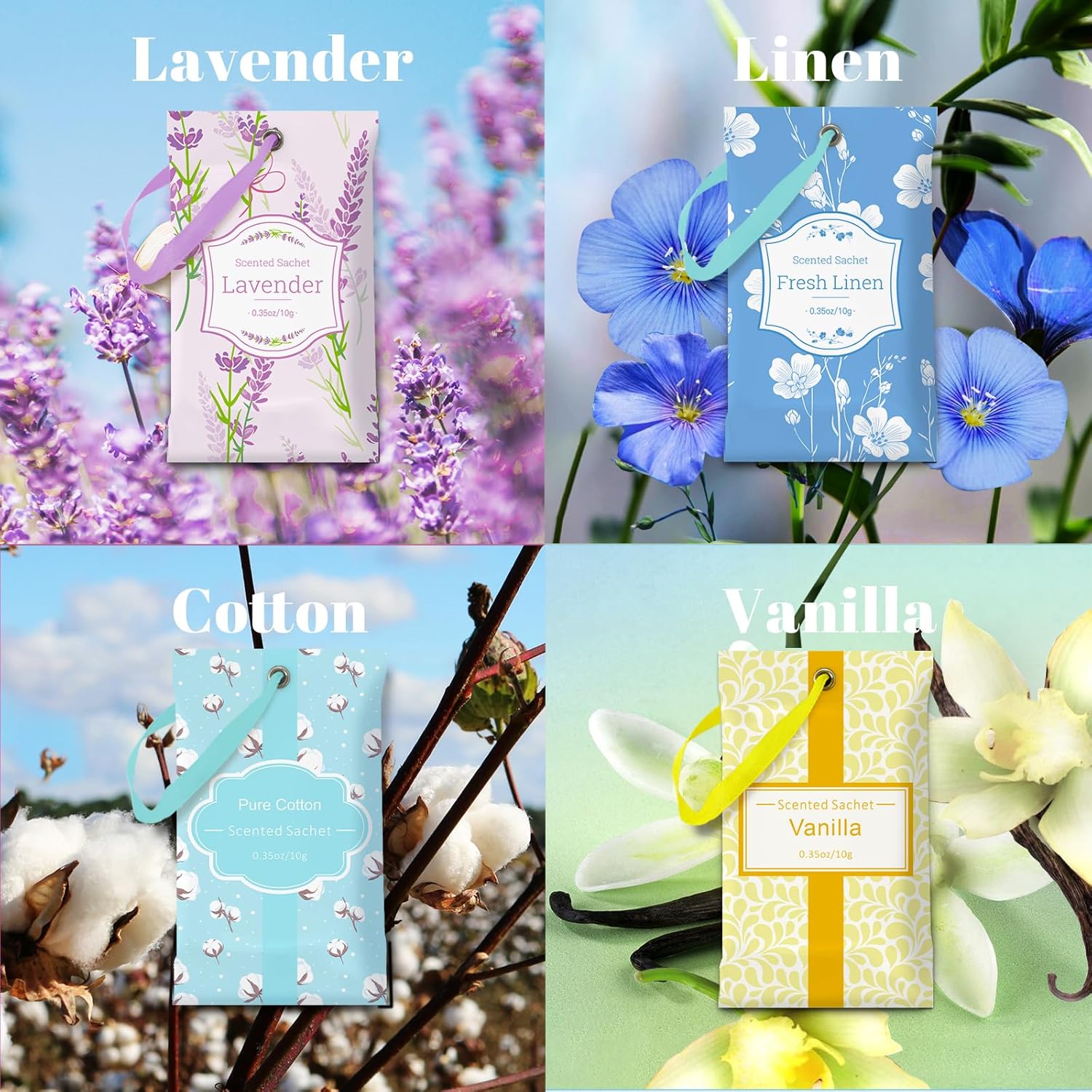 SCENTORINI Aromatic Sachets 16-Pack Natural Fragrance