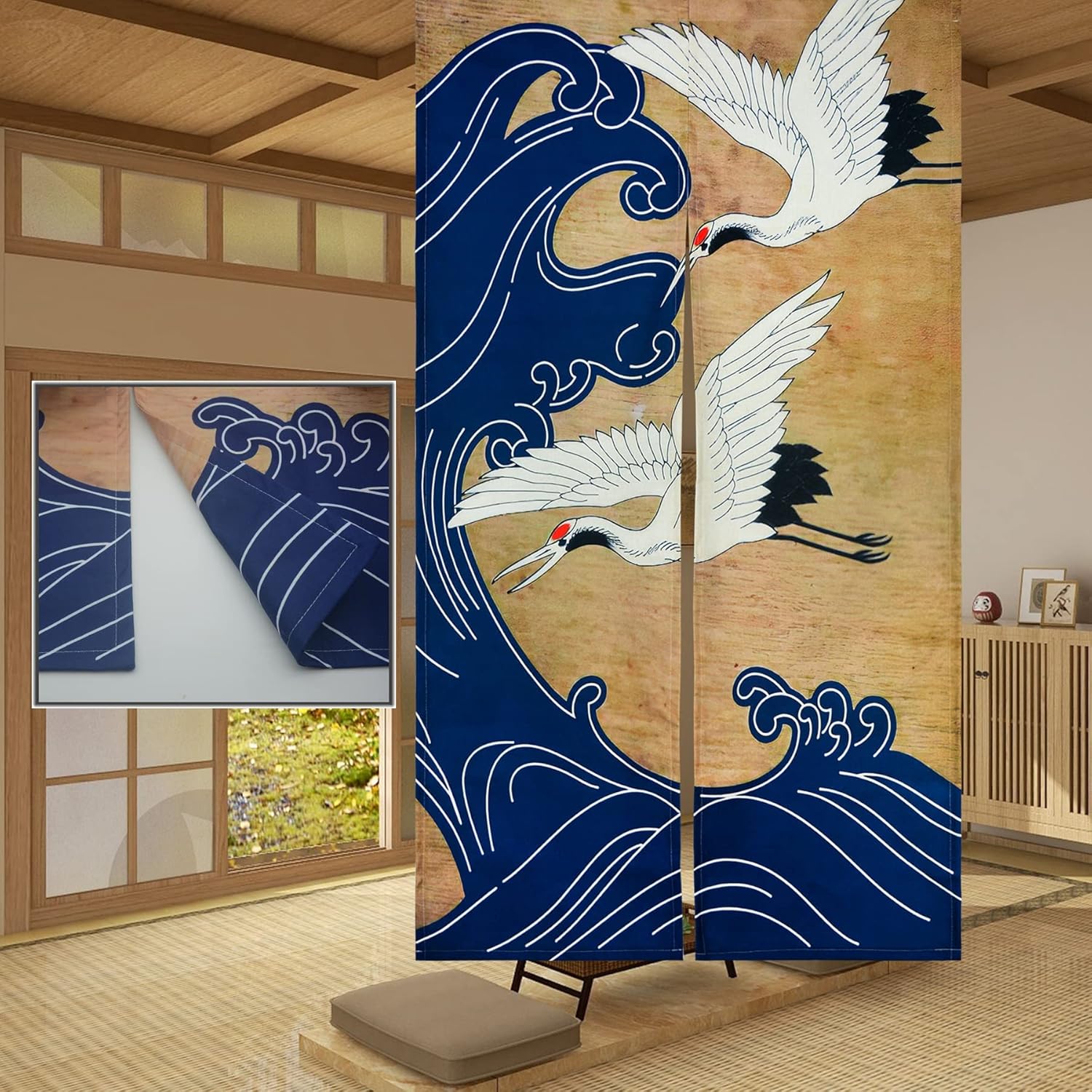 LIGICKY Retro Japanese Noren Door Curtain Linen Tapestry