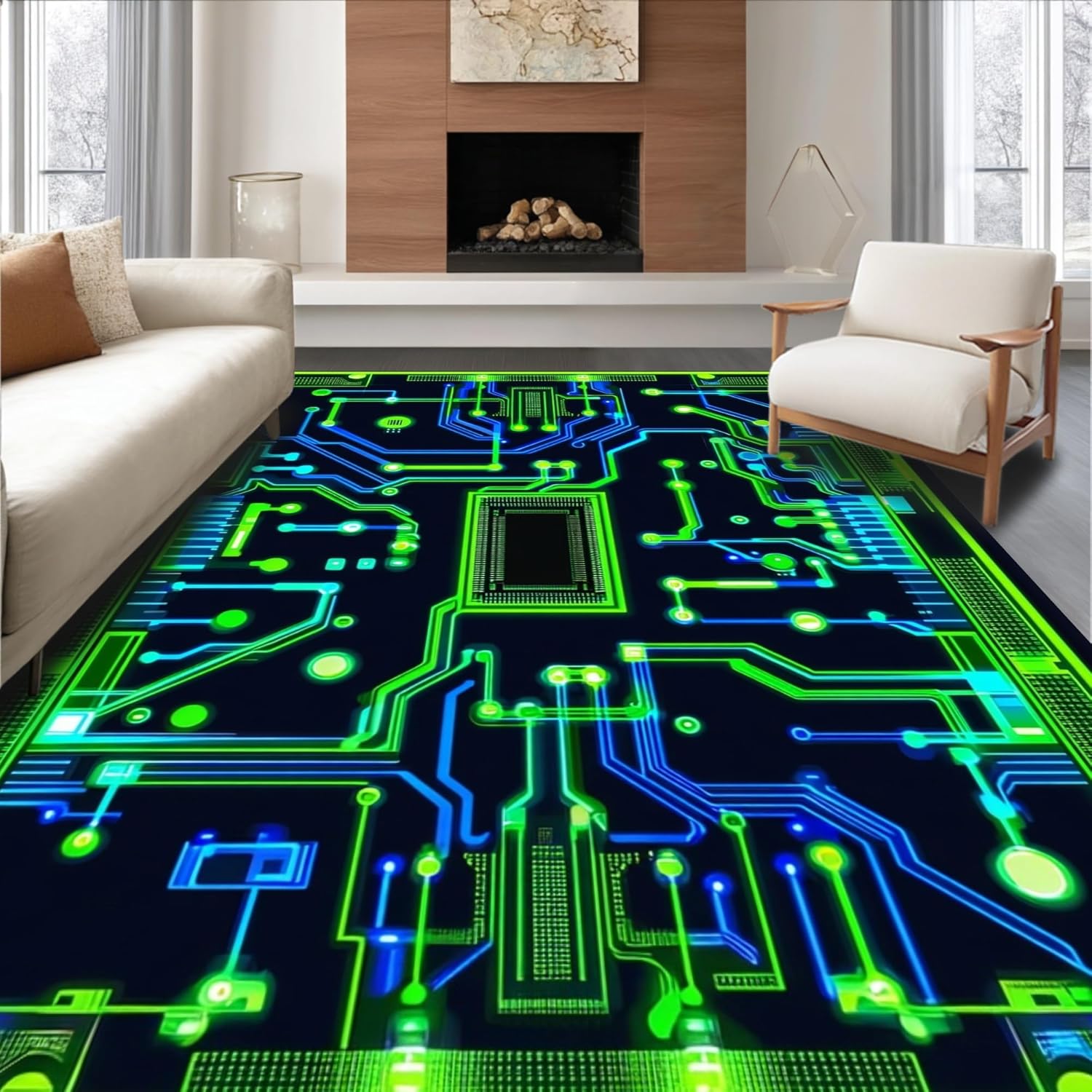 Ultra Soft 4x6 Area Rug with Fluorescent Grid Lines