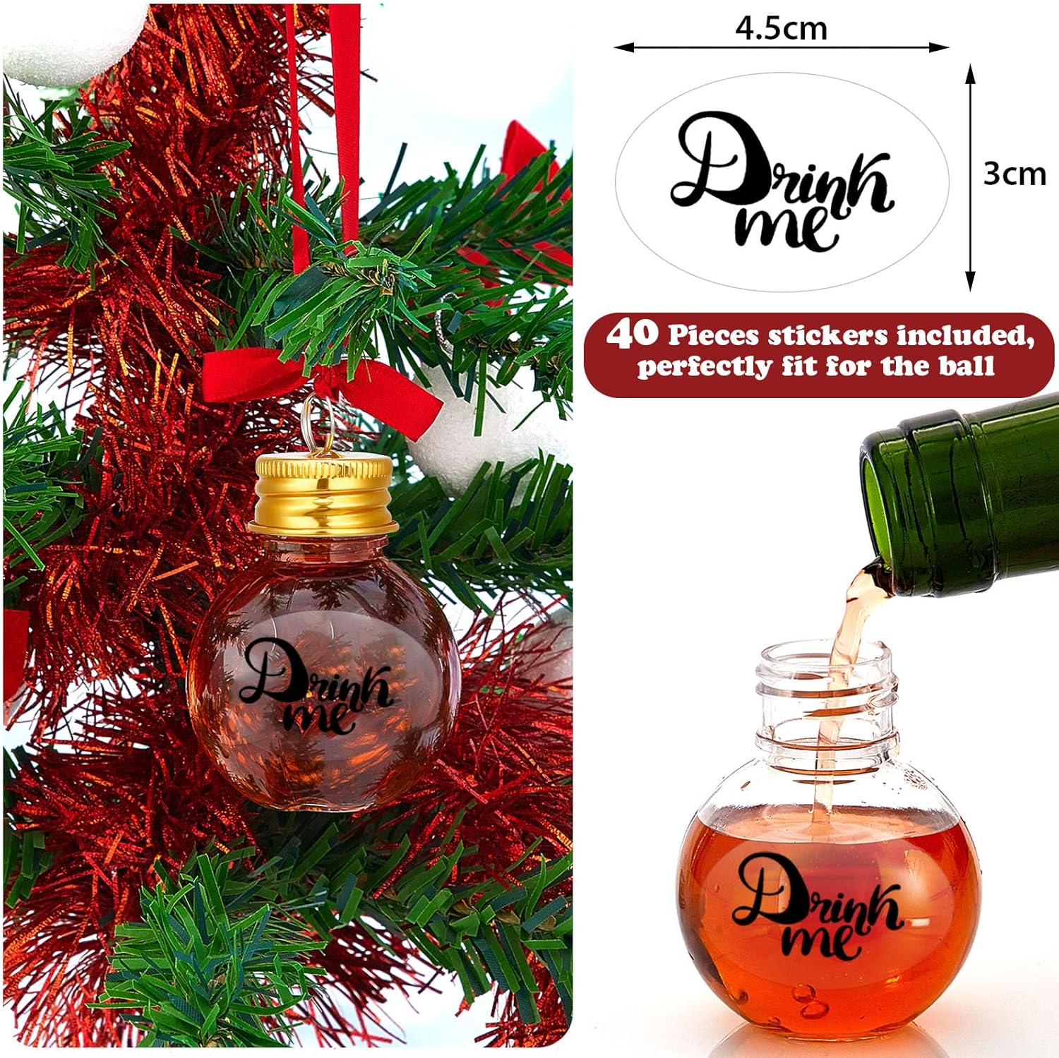 Patelai 36 Piece Fillable Christmas Baubles Shot Glasses Decoration Set