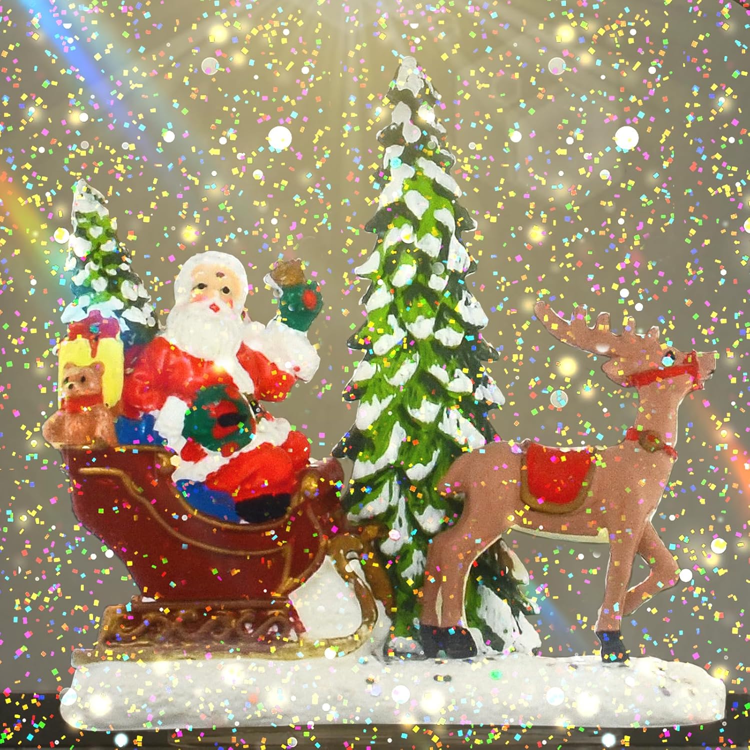 Christmas Snow Globe Lantern with Music and Timer