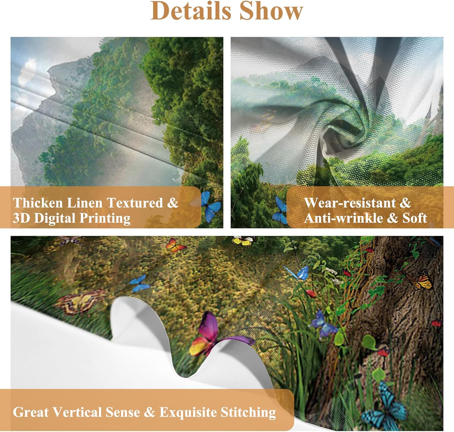 Renaiss 42x63 Inch Jungle Butterfly Curtains 2 Panels