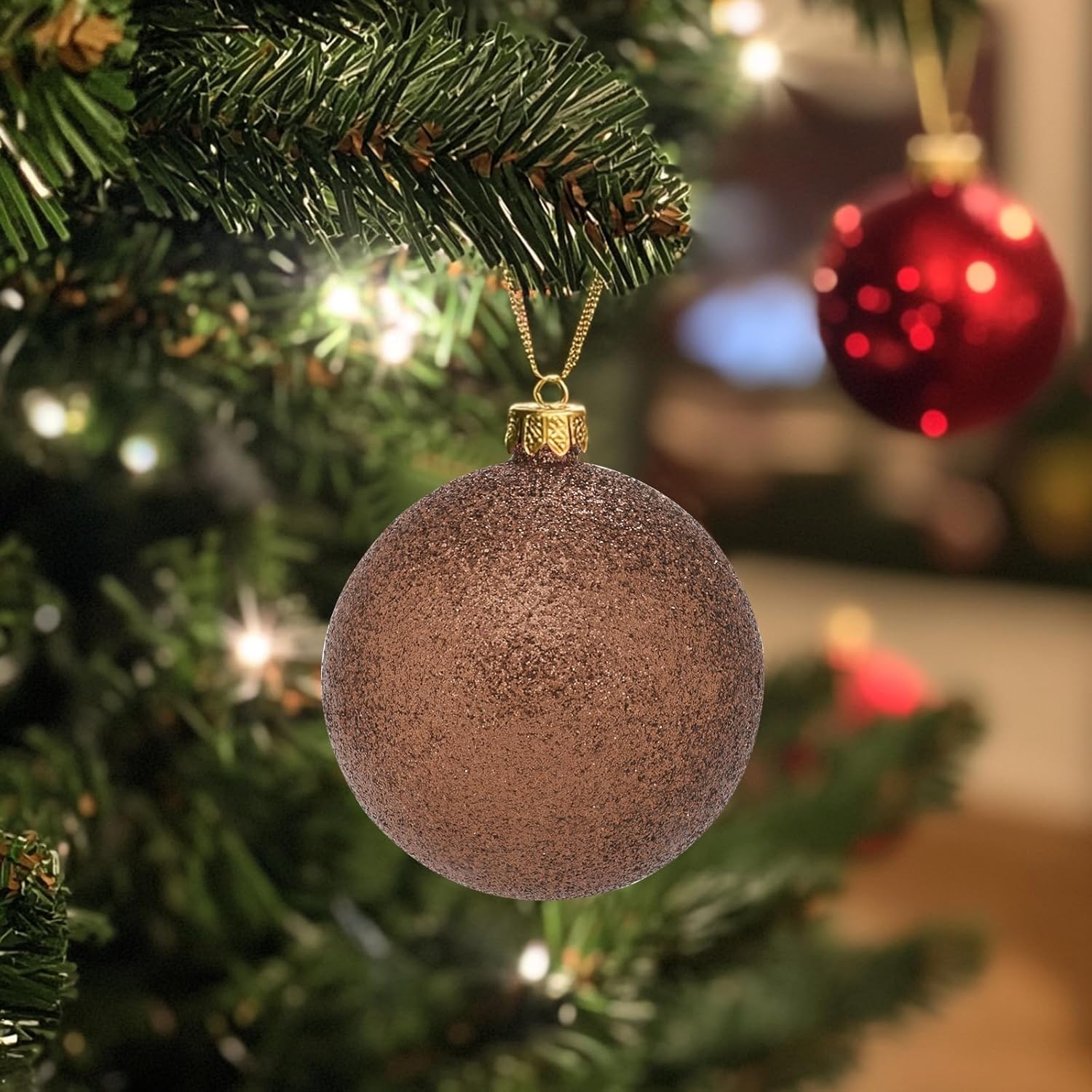MECCANIXITY 24 Pcs Brown Christmas Tree Balls