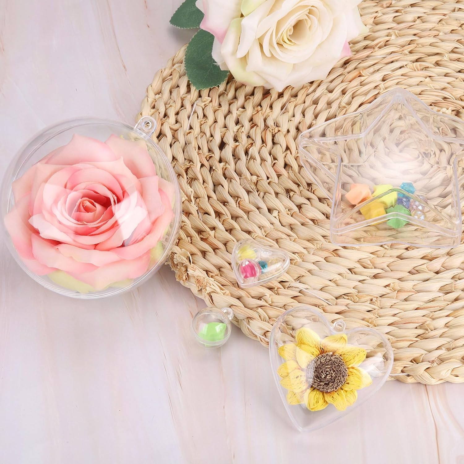 Uxcell 10 Pcs Clear Fillable Hanging Decor Balls 12 Inch
