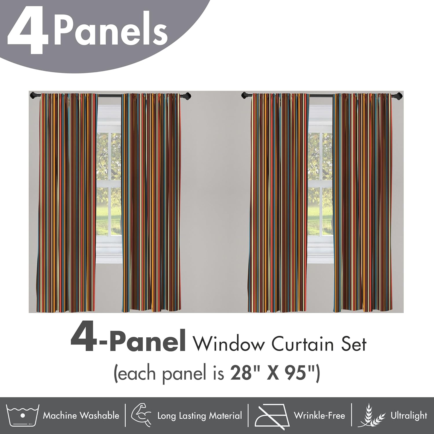 Ambesonne Striped Window Curtains Pack of 2