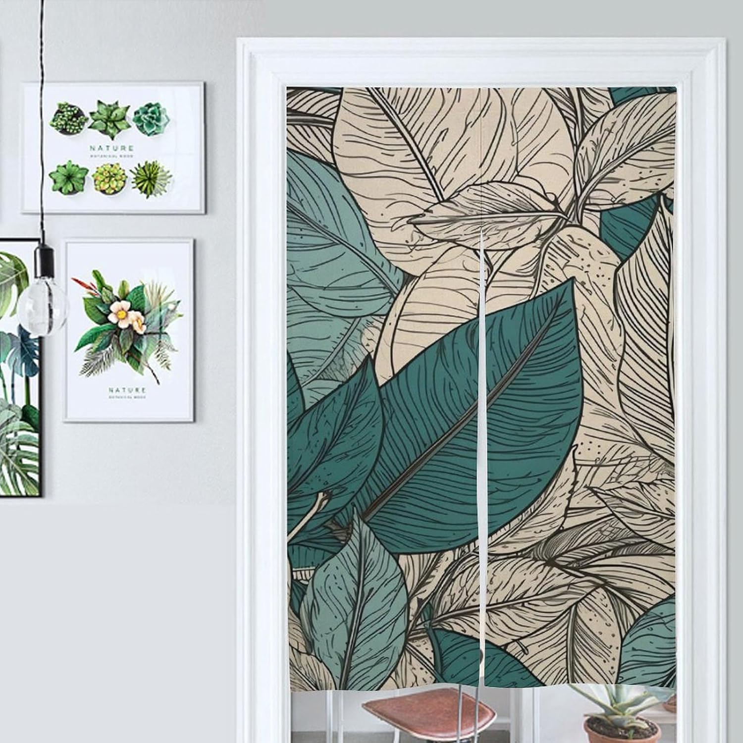 Japanese Noren Leaf Curtain 34x57 Split Door Partition Tapestry