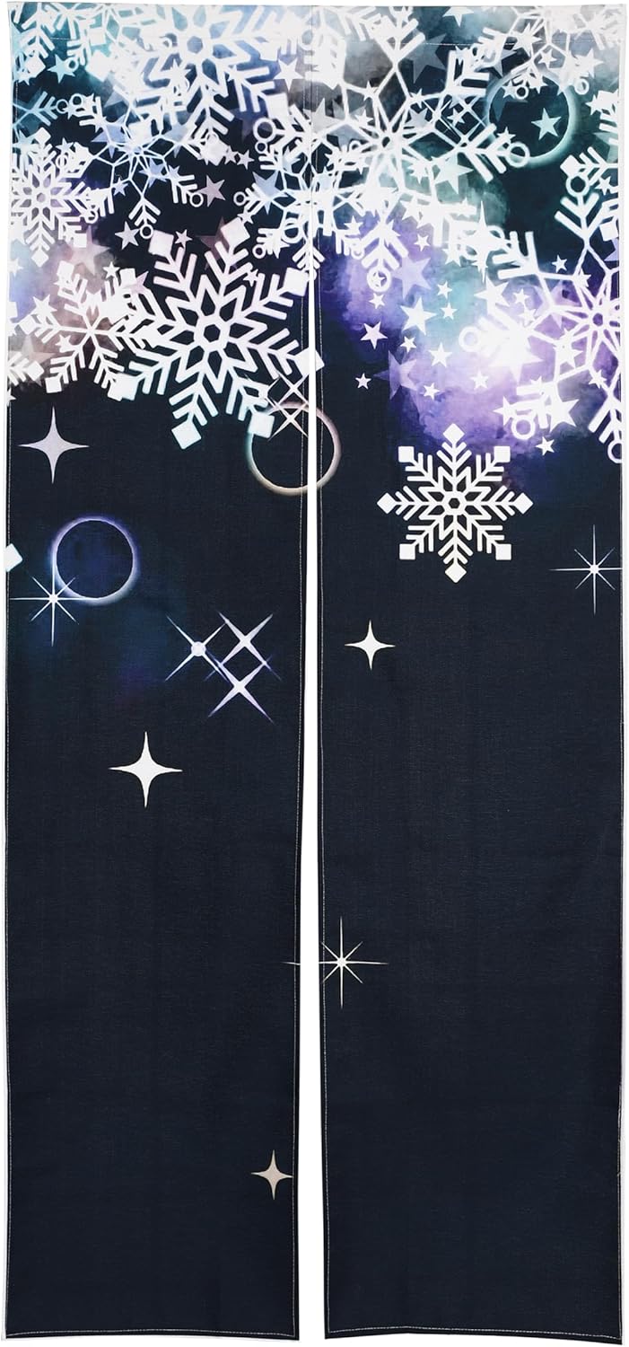 Noren Japanese Style Doorway Curtain with Crystal of Snow Print