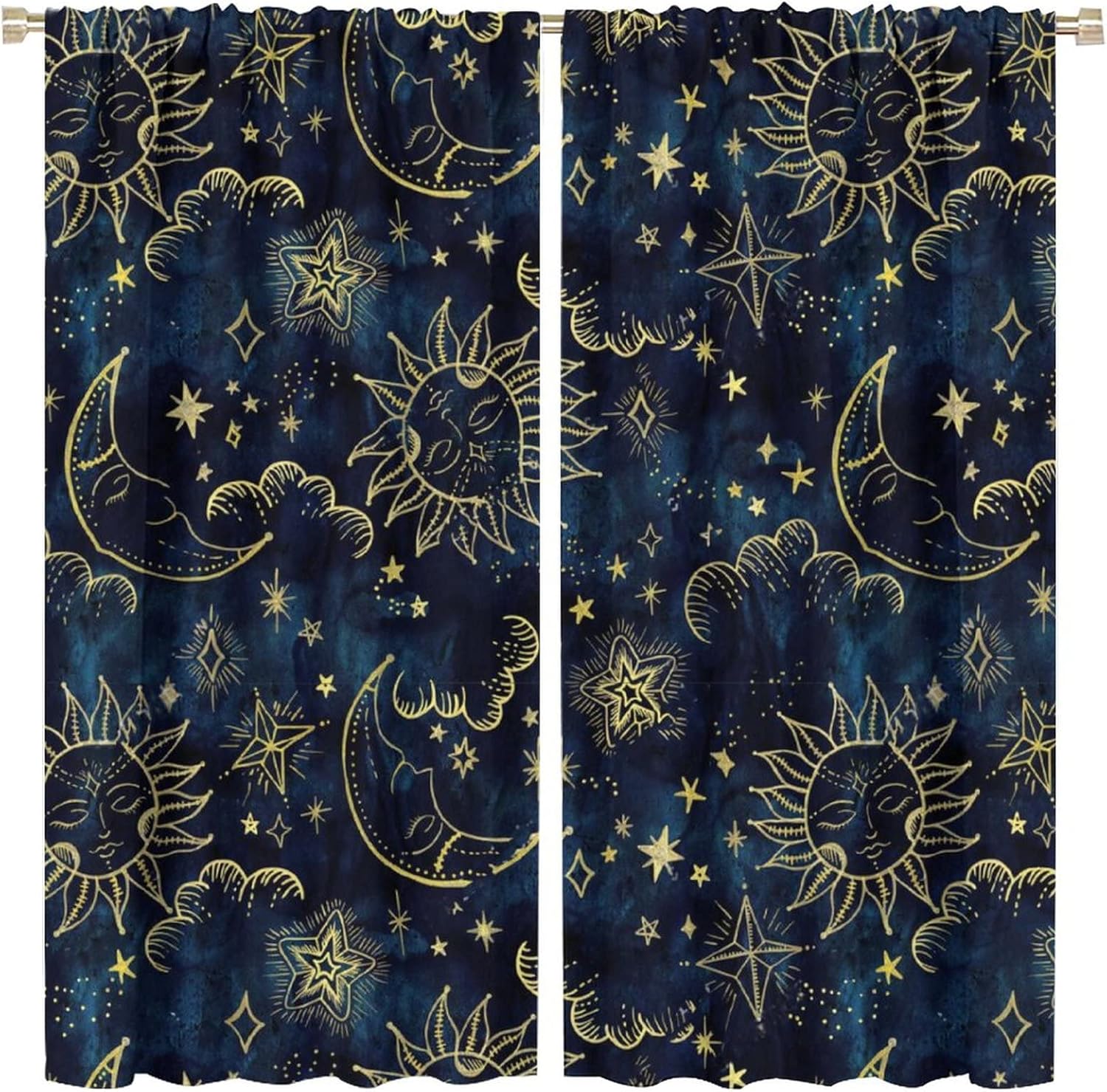 Sun and Moon Curtains Bohemian Style 2 Panels 42x63