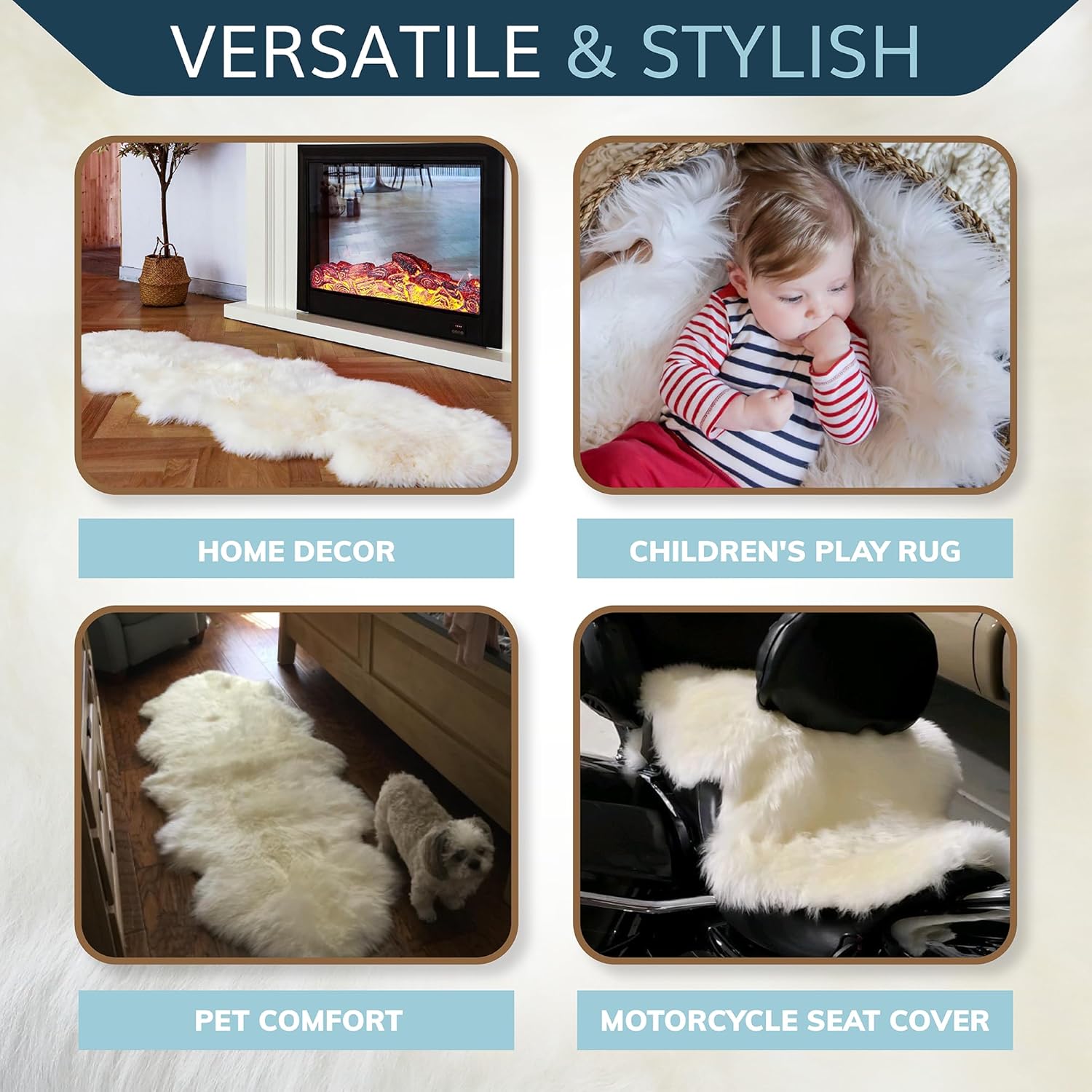 WaySoft New Zealand Sheepskin Area Rug - Ivory 2ft x 3ft