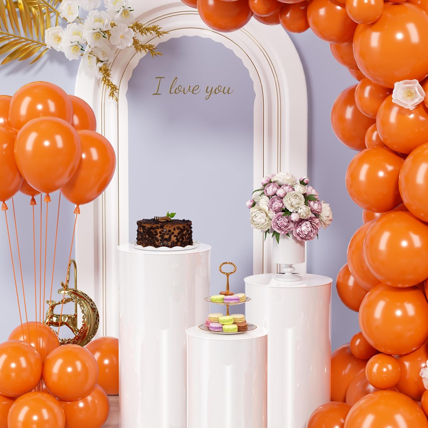 White Cylinder Pillar Stand 3 Pieces for Party Decor