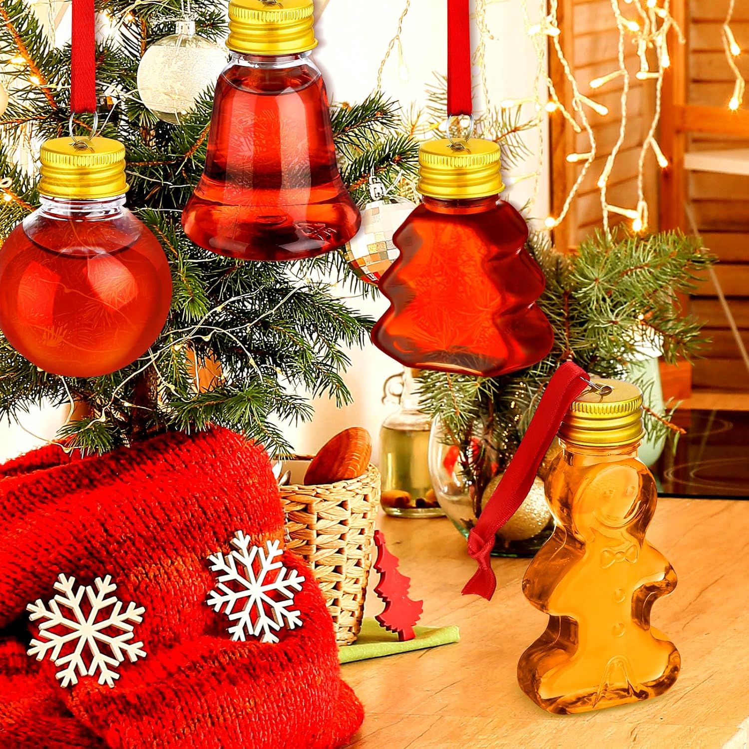 Patelai 24 Pcs Christmas Booze Balls Clear Shot Glasses Hanging Ornaments