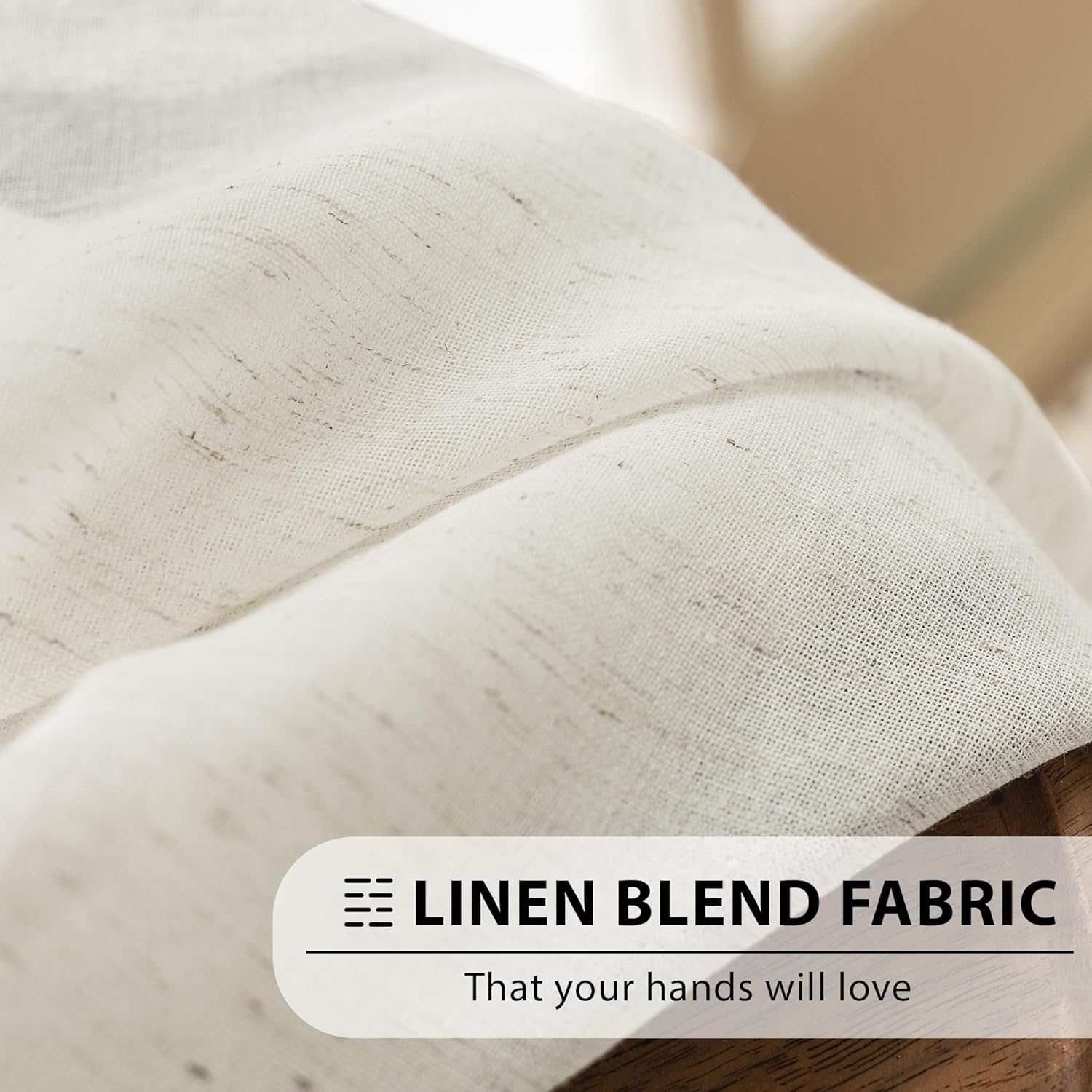 Linen French Door Curtains 2 Panels Set 52x40 Natural Flax Blend