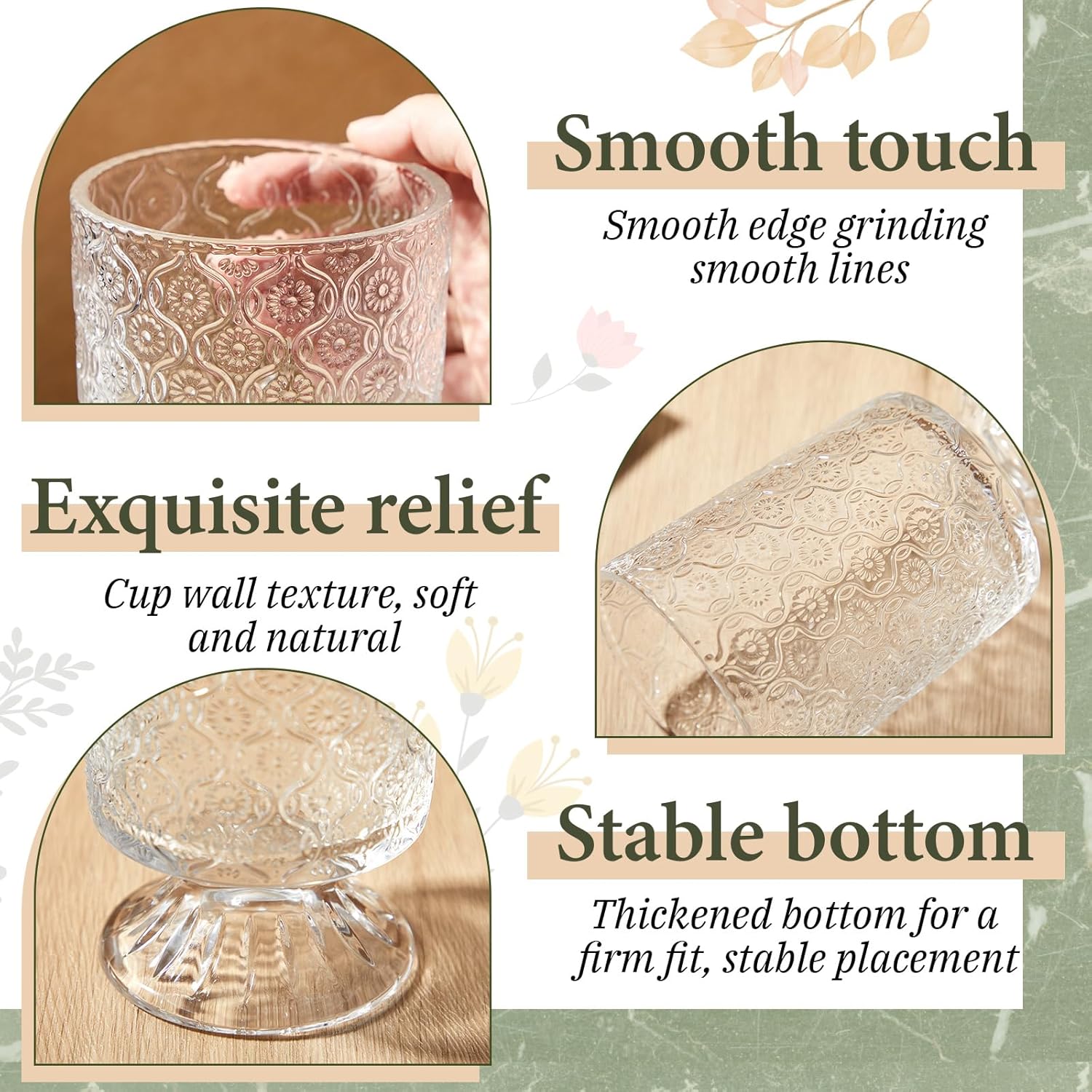 6 Pcs Clear Embossed Glass Vases for Wedding Centerpieces