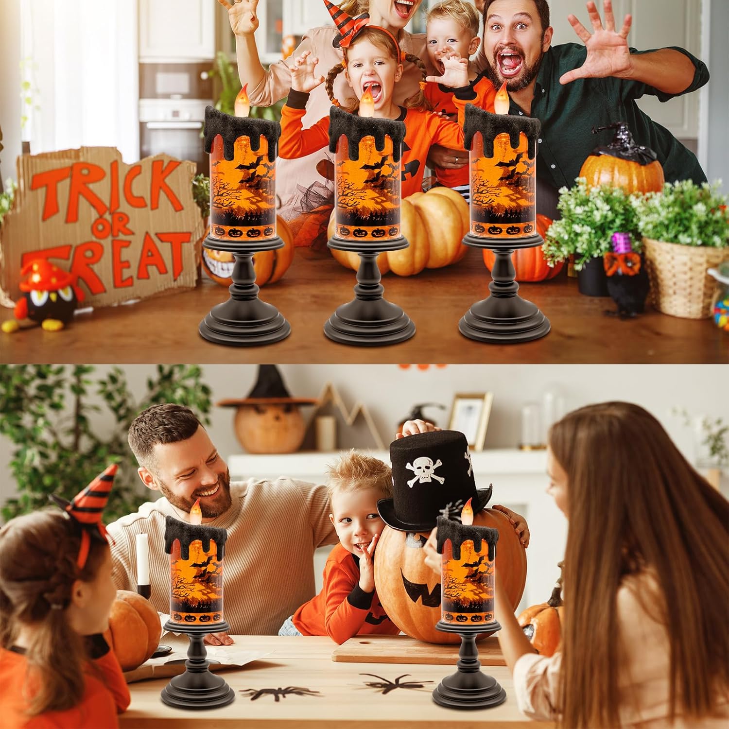 Halloween Snow Globe LED Candle with Timer Glitter